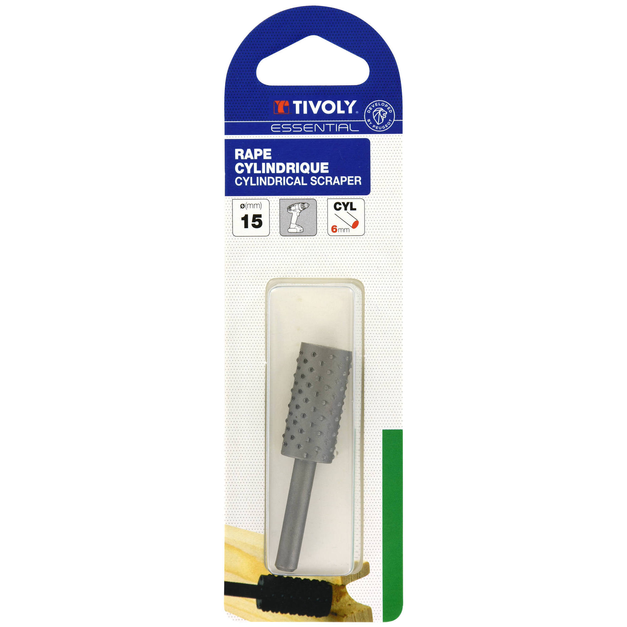 Escofina con mango cabeza cilíndrica Ø15 mm