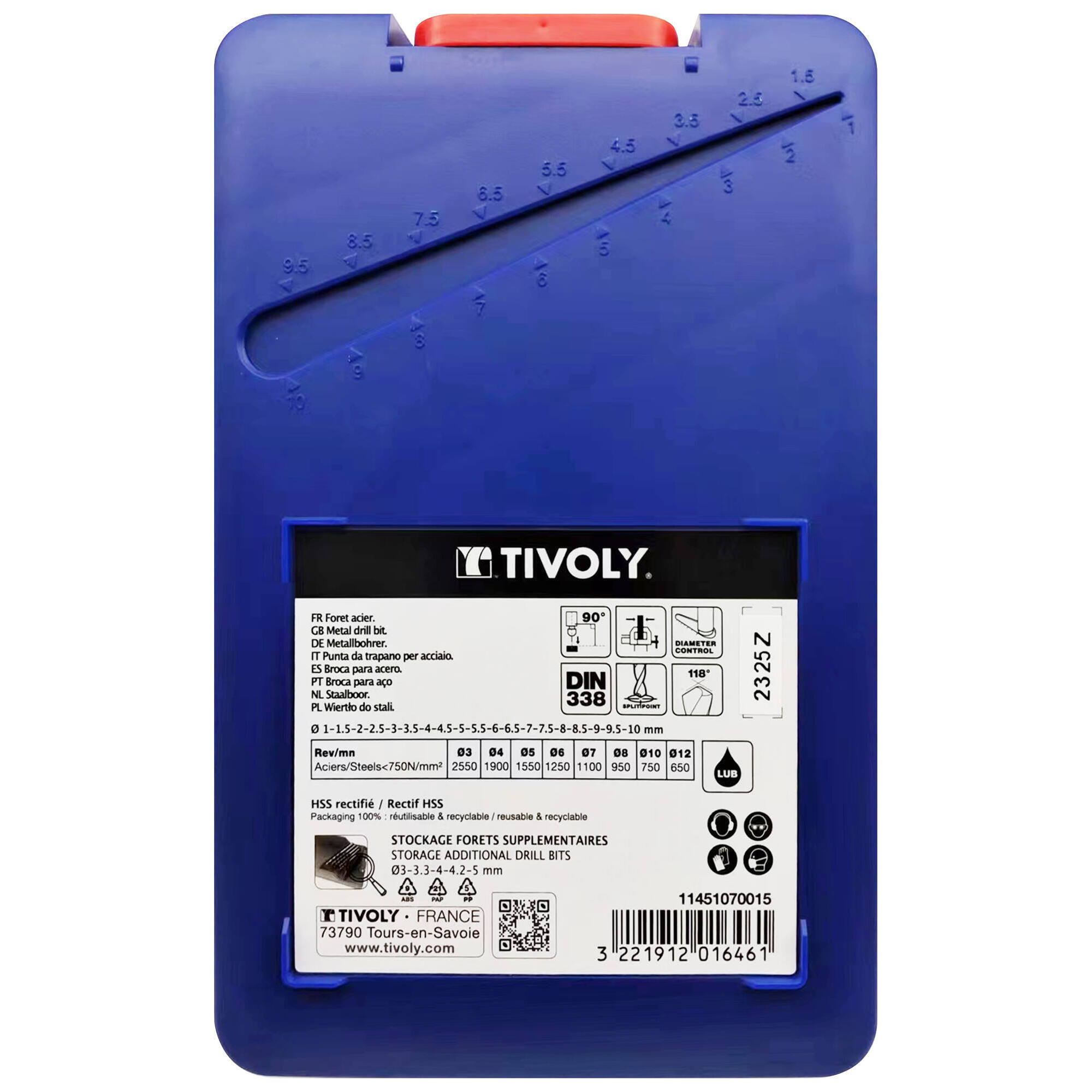 19 brocas para metal HSS rectificadas, punta en cruz Ø 1 a 10 mm por 1/2