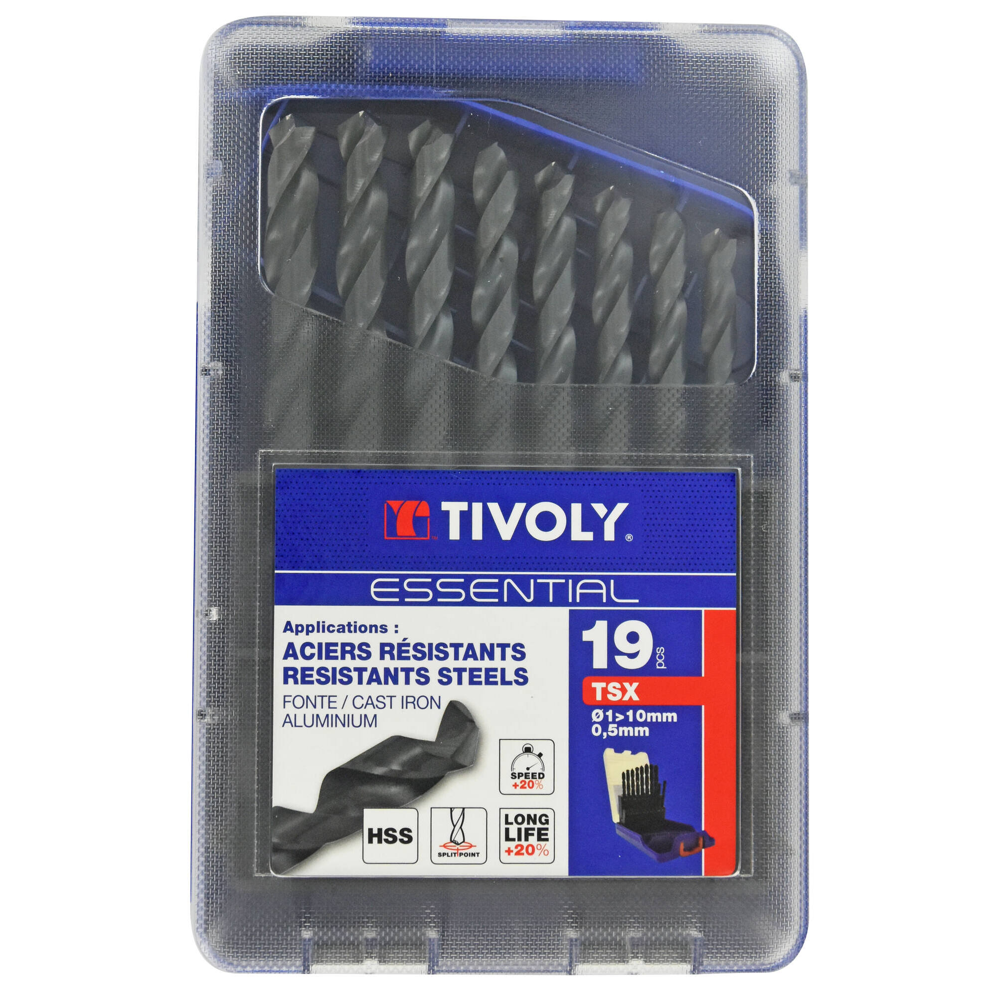 19 brocas para metales HSS STEAM rectificadas punta en cruz Ø 1 a 10 mm por 1/2 ESSENTIAL