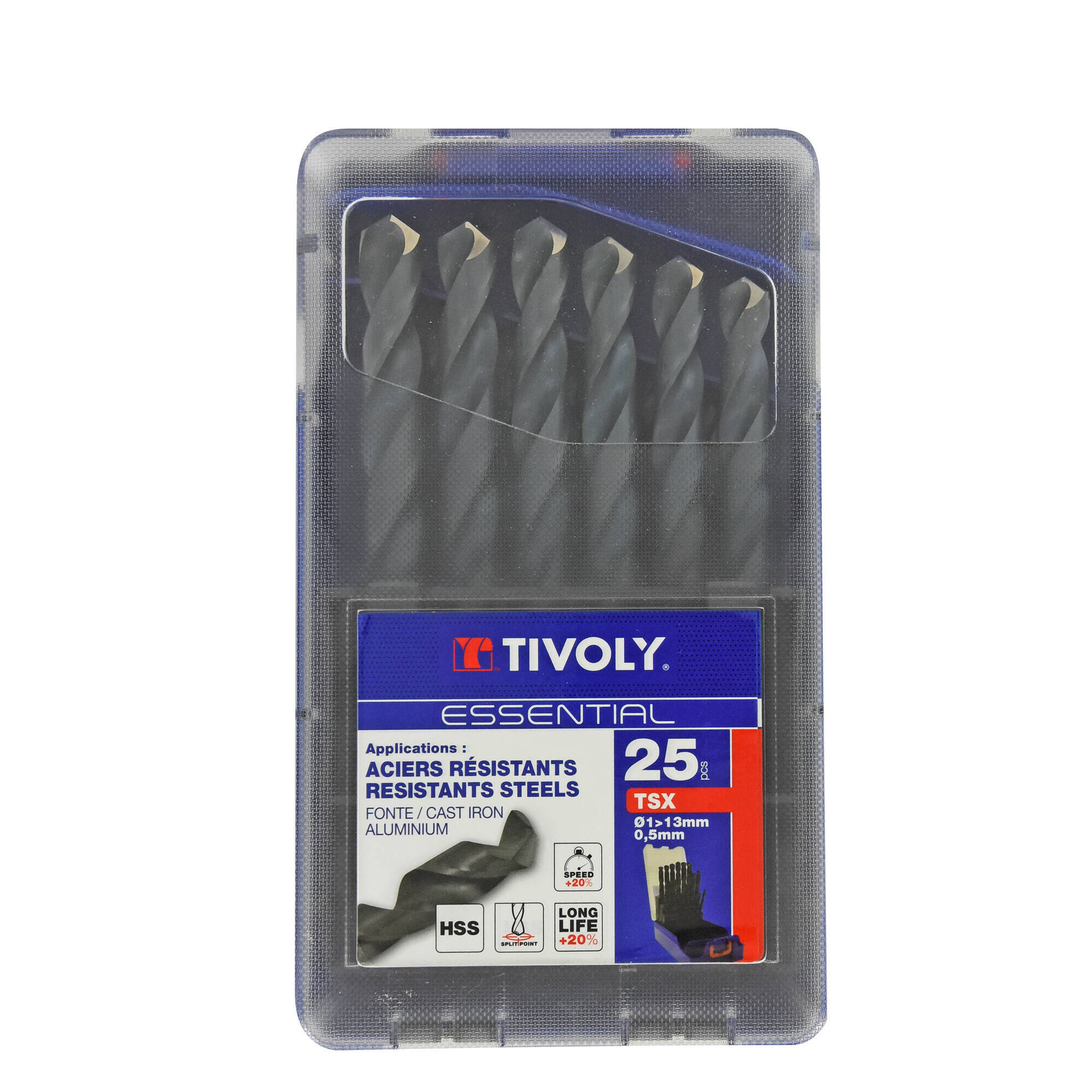 25 brocas para metales HSS STEAM rectificadas punta en cruz Ø 1 a 13 mm por 1/2 ESSENTIAL