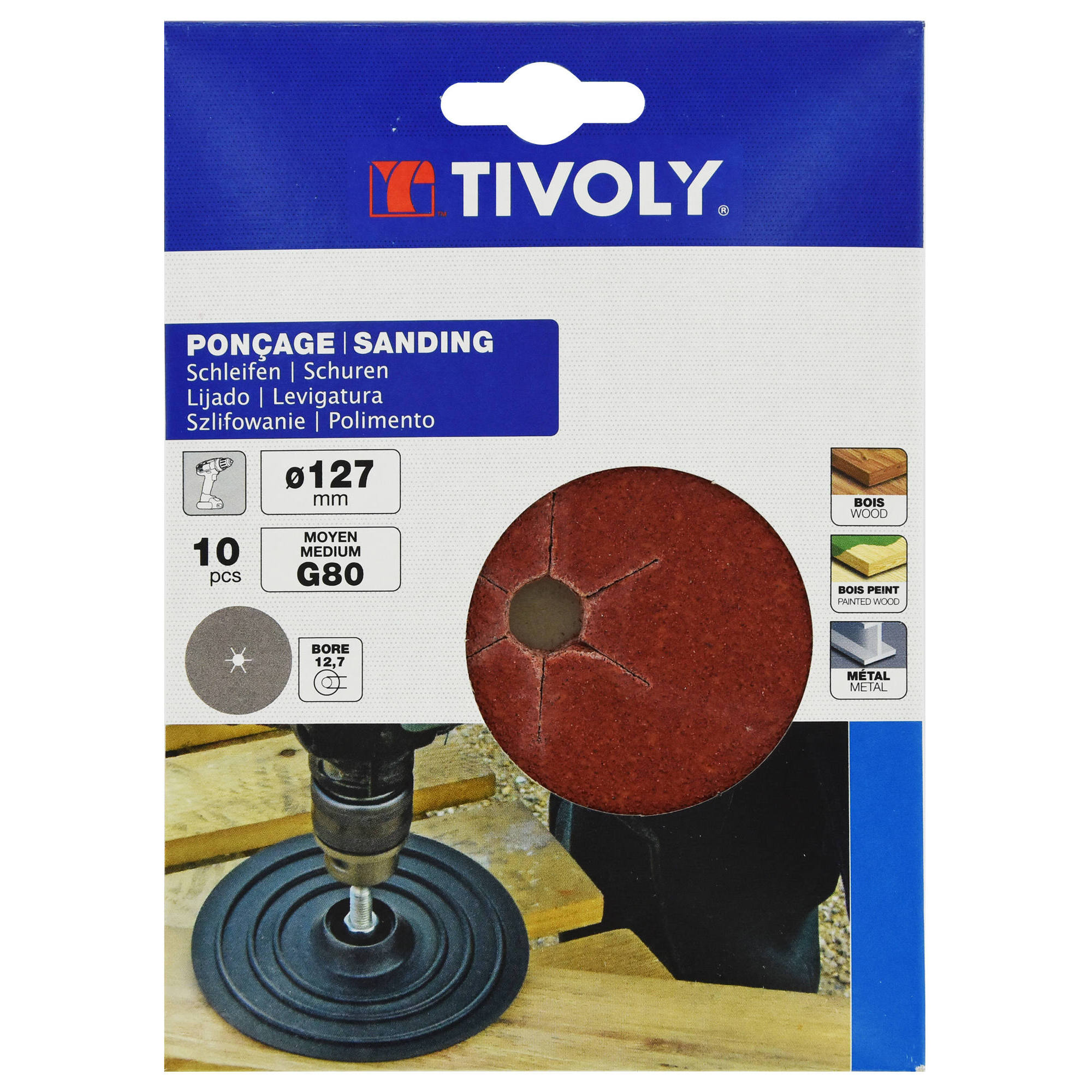 Disco ABRASIVO -Ø127 mm -Para lijadora (Funda cartón) / Dim Ø127 / Gr : 40