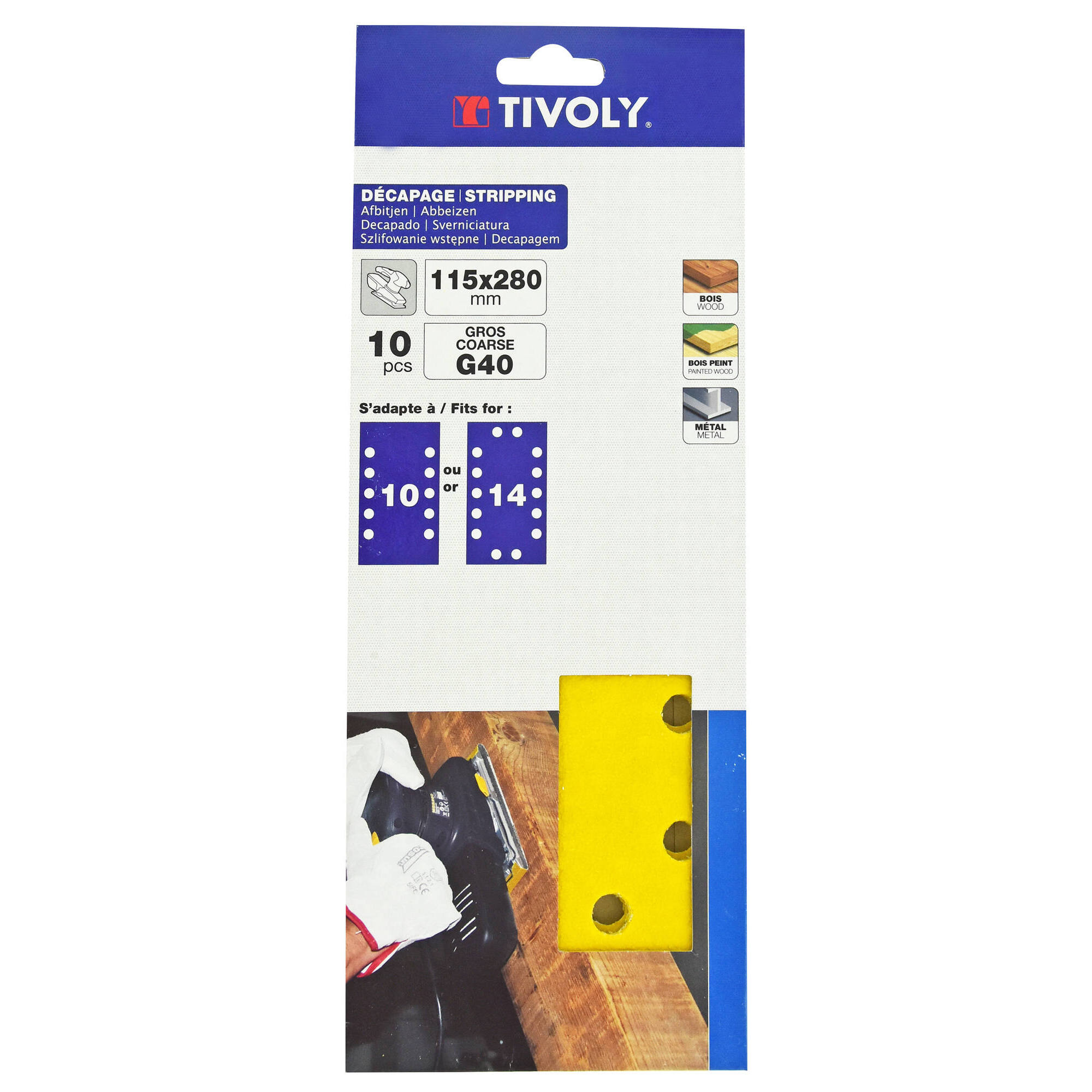 Hoja de lija PERFORADA -115x280 mm - Para lijadora orbital (Funda cartón) / Dim 115x280 / Gr : 40