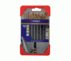 10 brocas para metal HSS STEAM rectificadas con recubrimiento TiN punta en cruz mango de 3 caras Ø 1 a 10 mm
