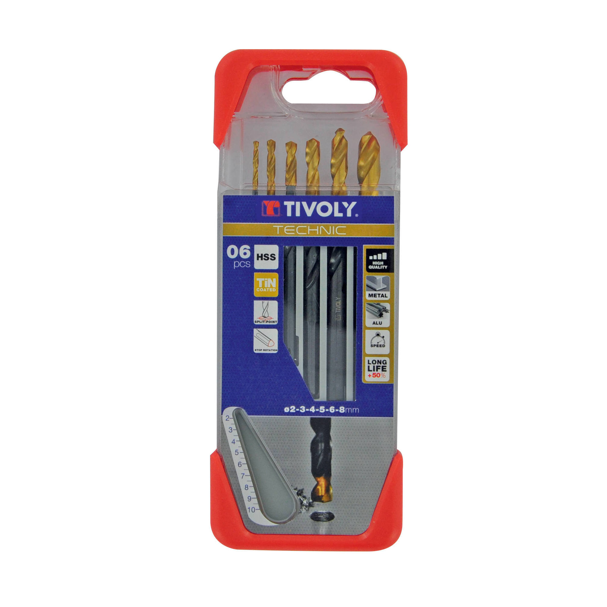 6 brocas para metal HSS STEAM rectificadas con recubrimiento TiN punta en cruz mango de 3 caras Ø 2 a 8 mm