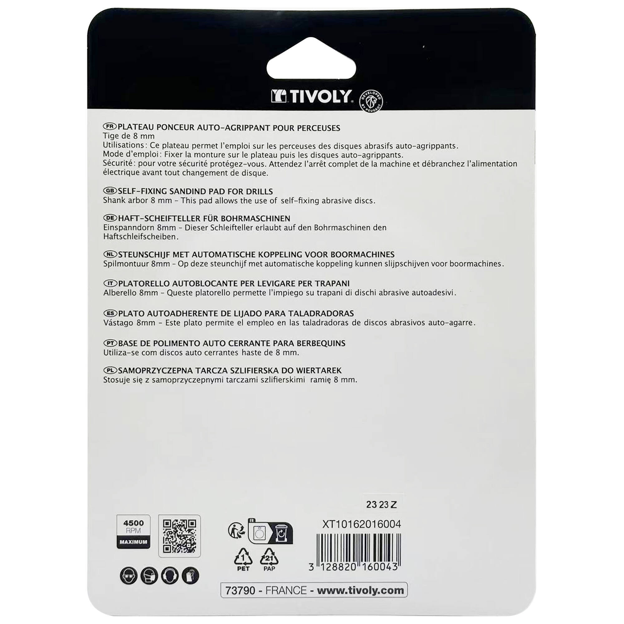 Plato de lijado autoadhesivo caucho Ø 125 mm