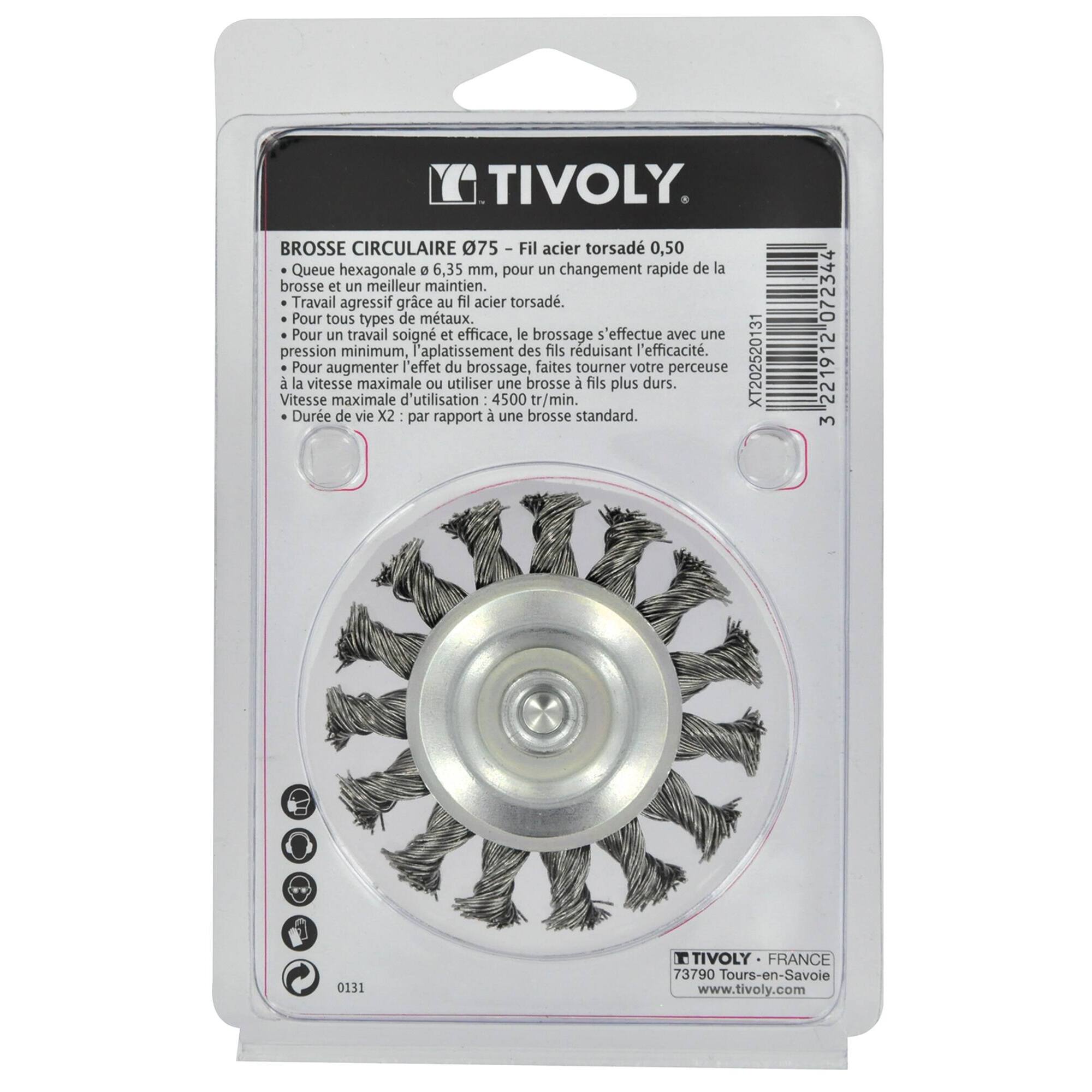 Cepillo CIRCULAR -Alambre de acero trenzado -Decapado grueso de metal (Estuche blíster) / Ø: 75 / 0.5