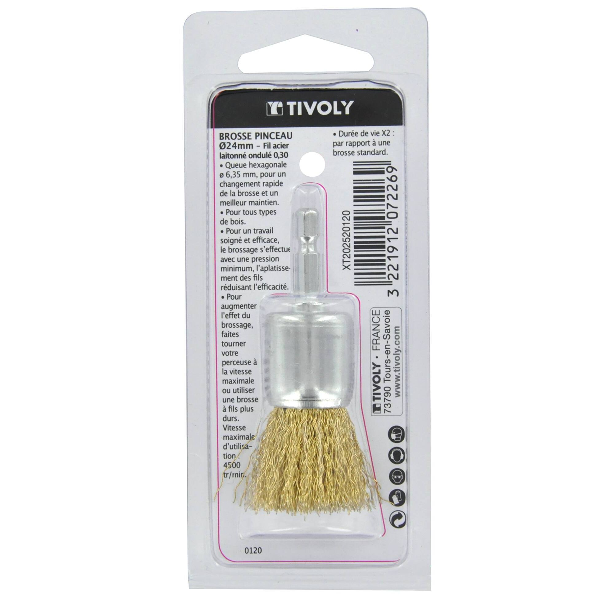 Cepillo PINCEL -Alambre de acero latonado -Decapado de madera (Blíster) / Ø: 24 / 0.3