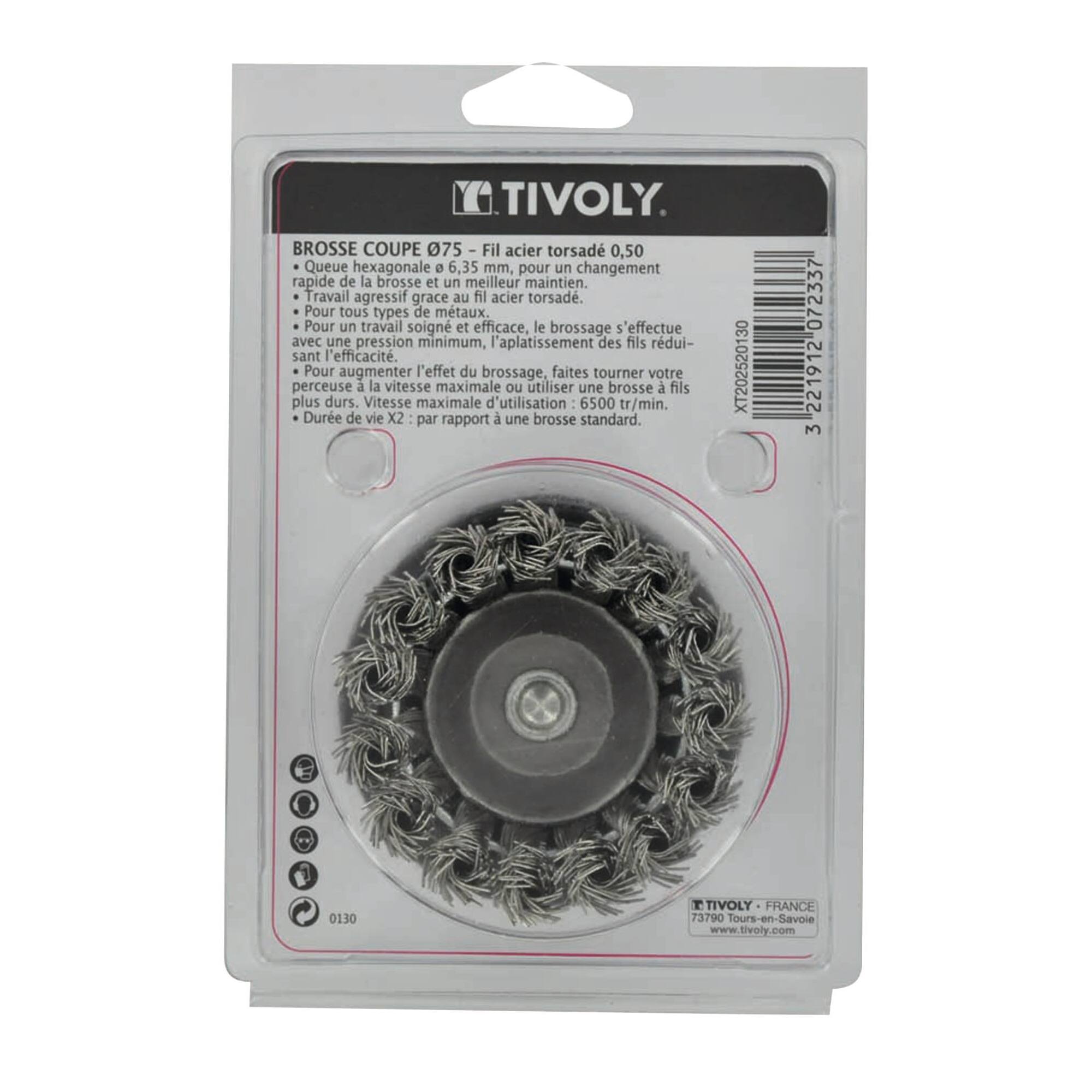 Cepillo COPA -Alambre de acero trenzado -Decapado grueso de metal (Estuche blíster) / Ø: 75 / 0.5