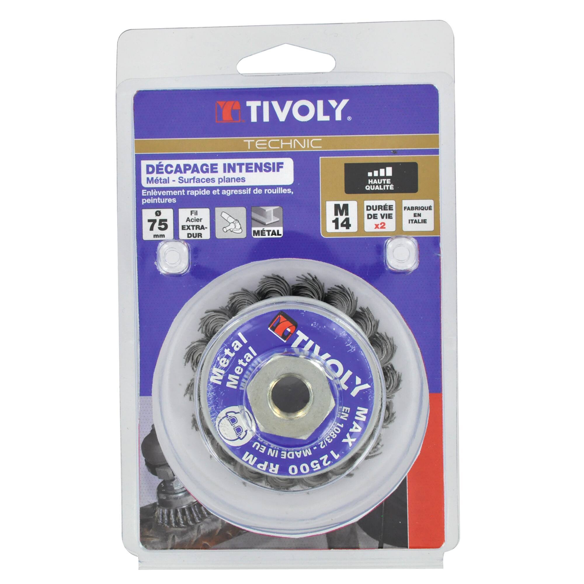 Cepillo COPA -Alambre de acero trenzado -Decapado grueso de metal (Estuche blíster) / Ø: 75 / 0.5