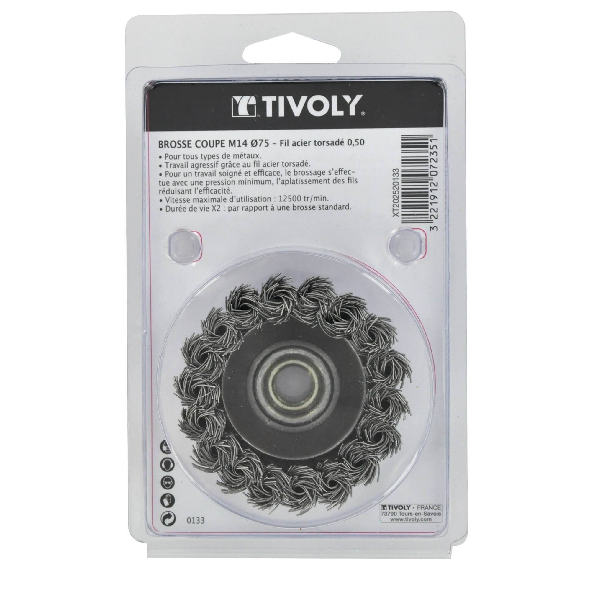 Cepillo COPA -Alambre de acero trenzado -Decapado grueso de metal (Estuche blíster) / Ø: 75 / 0.5