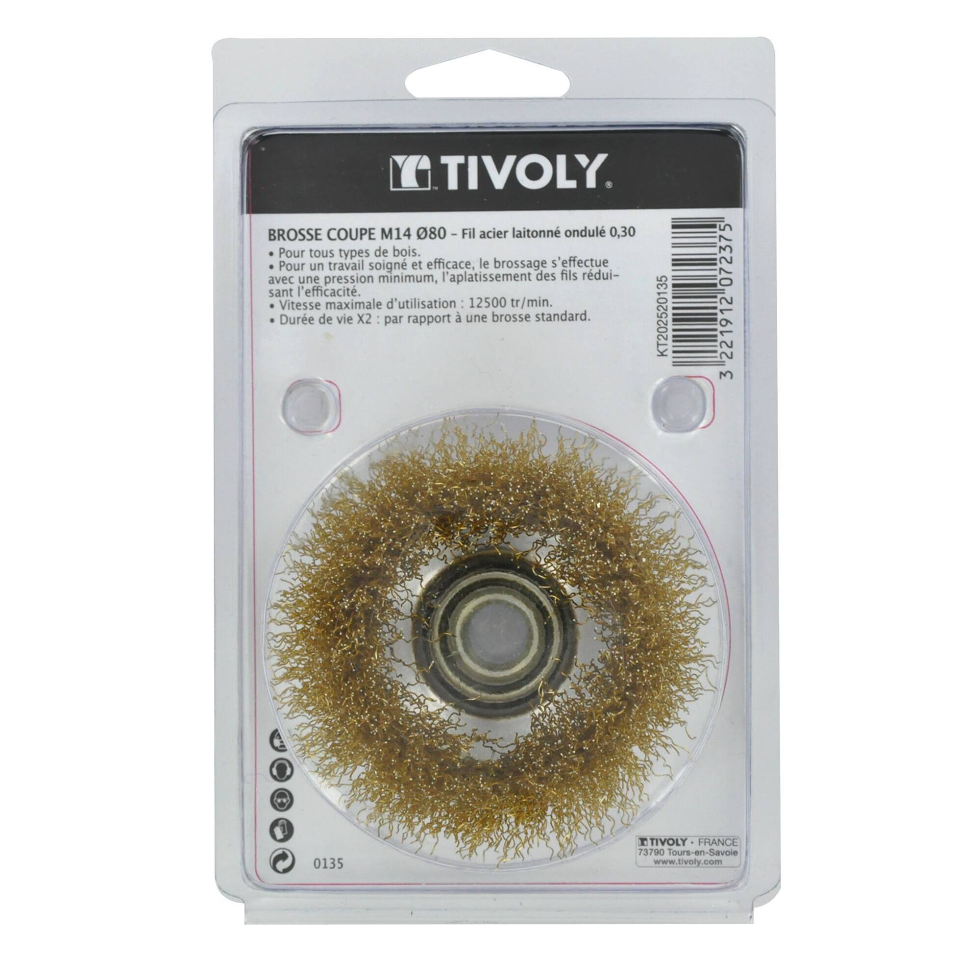 Cepillo COPA -Alambre de acero latonado -Decapado de madera, latón y cobre (Estuche blíster) / Ø: 80 / 0.3