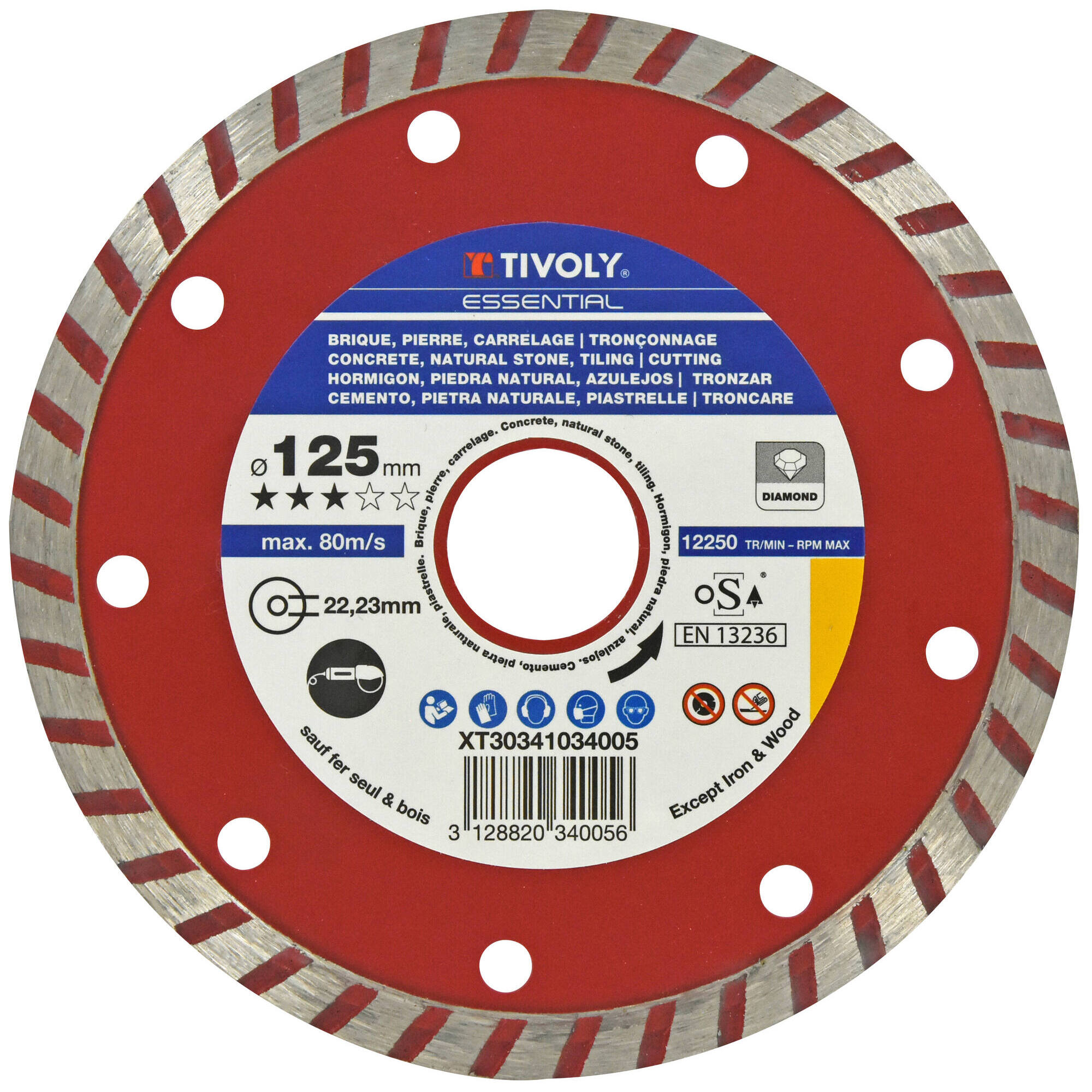 Disco DIAMANTE -MÚLTIPLES MATERIALES -Gama Económica (Caja colgante) / Ø: 125 / Ep: 1.6