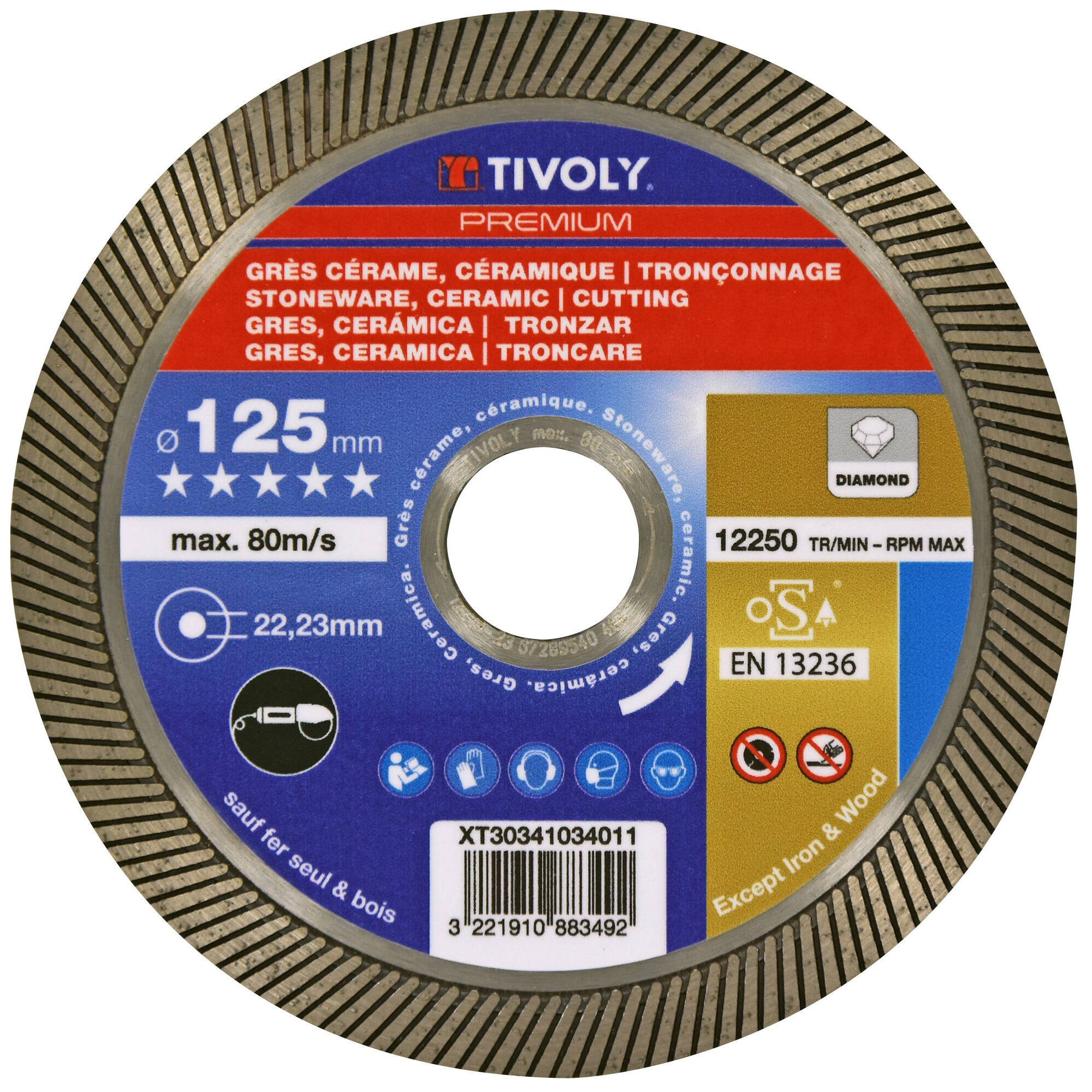 Disco DIAMANTE -GRES CERÁMICO -Gama de Alto Rendimiento (Caja colgante) / Ø: 125 / Ep: 2.4