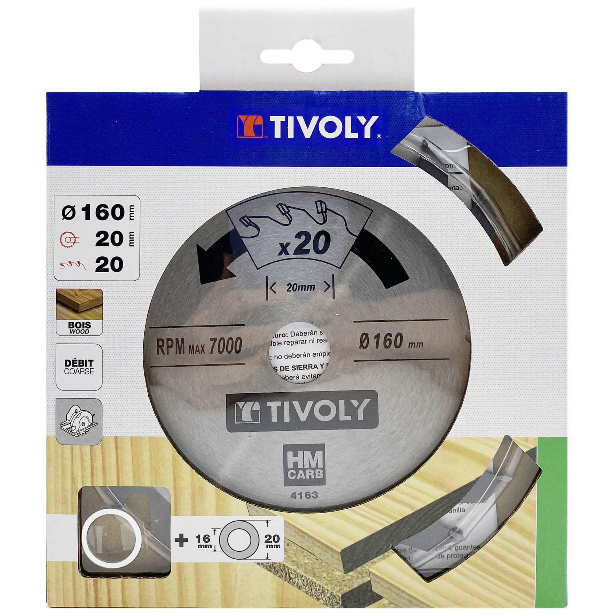 Ø: 160 x Ø2: 20 x Z: 20 / Hoja de sierra circular -Despiece -Para madera y yeso -Uso en sierra portátil (Funda cartón)