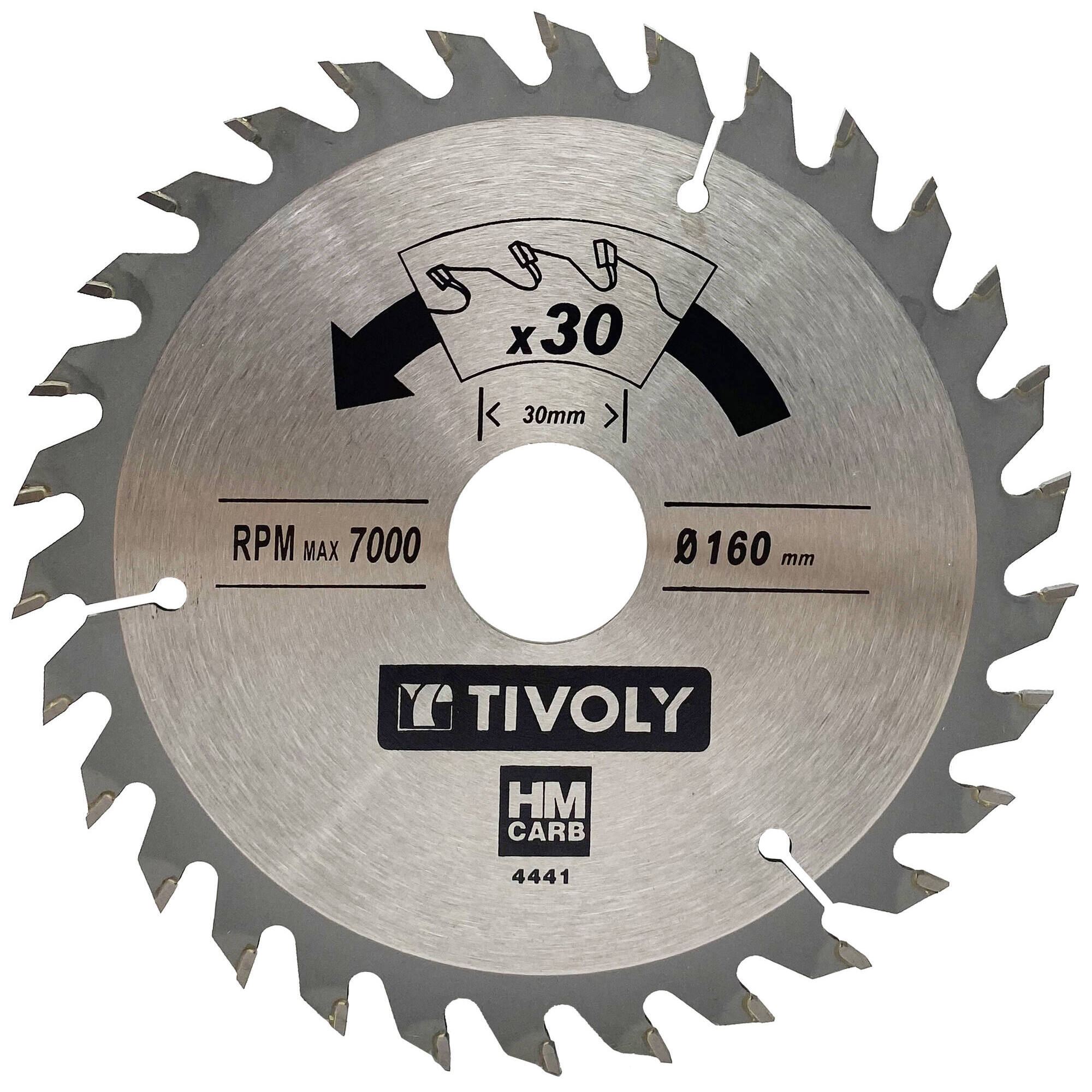 Ø: 160 x Ø2: 30 x Z: 30 / Hojas de sierra circular -Acabado -Para madera dura, estratificada y parqué -Uso en sierra portátil (Funda cartón)