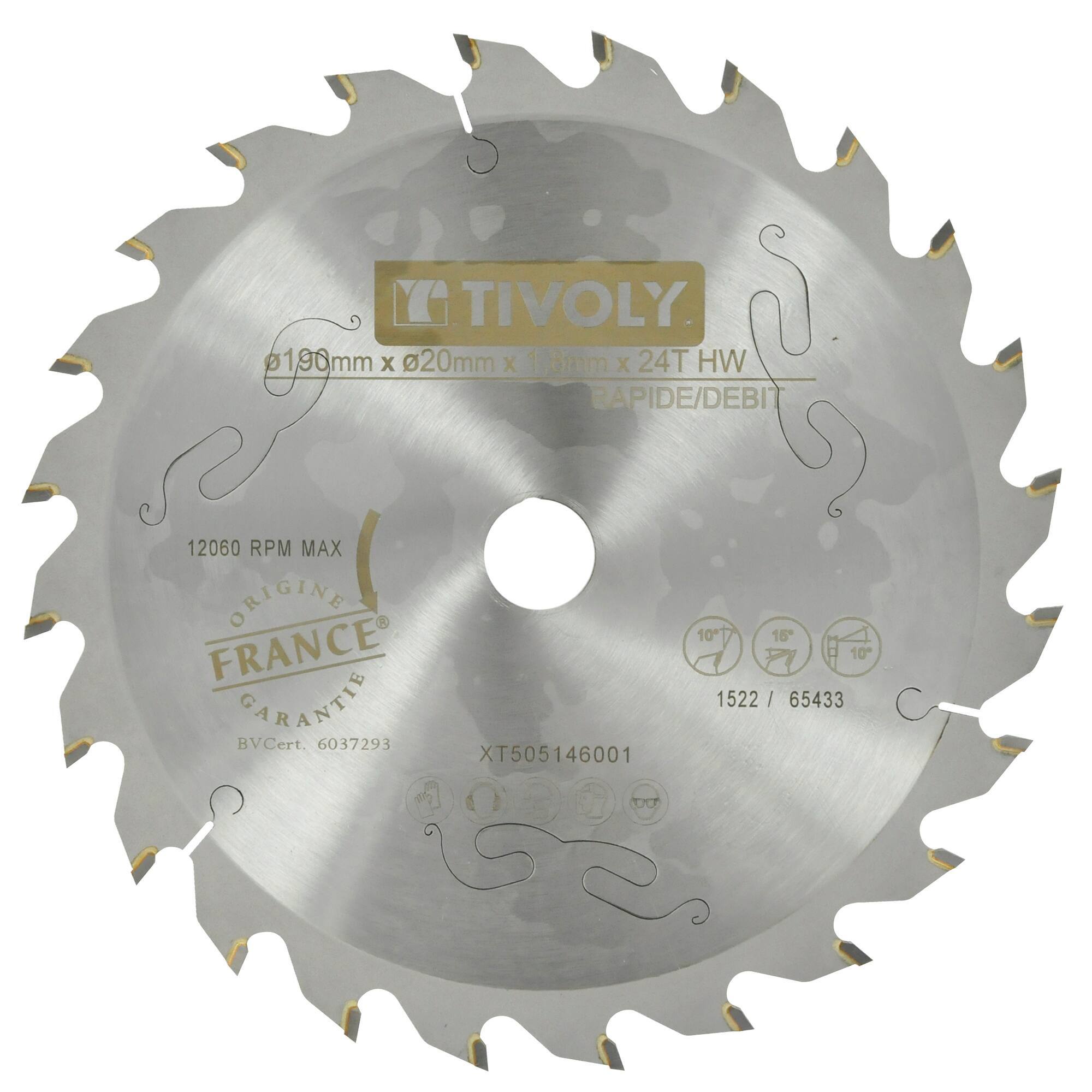 Ø: 190 x Ø2: 20 x Z: 24 / Hoja de sierra circular -Despiece -Para madera -Uso en sierra portátil (Estuche blíster)