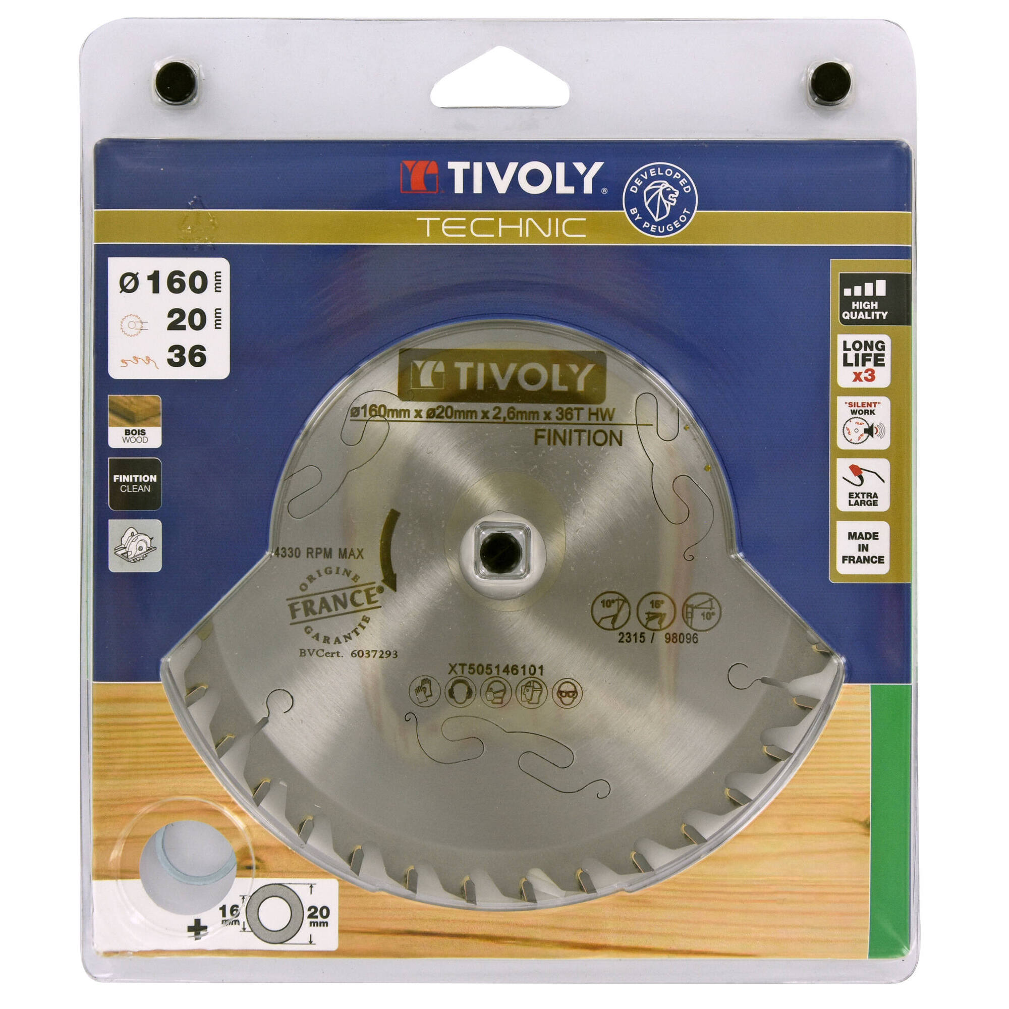 Ø: 160 x Ø2: 20 x Z: 36 / Hojas de sierra circular -Acabado -Para madera -Uso en sierra portátil (Estuche blíster)