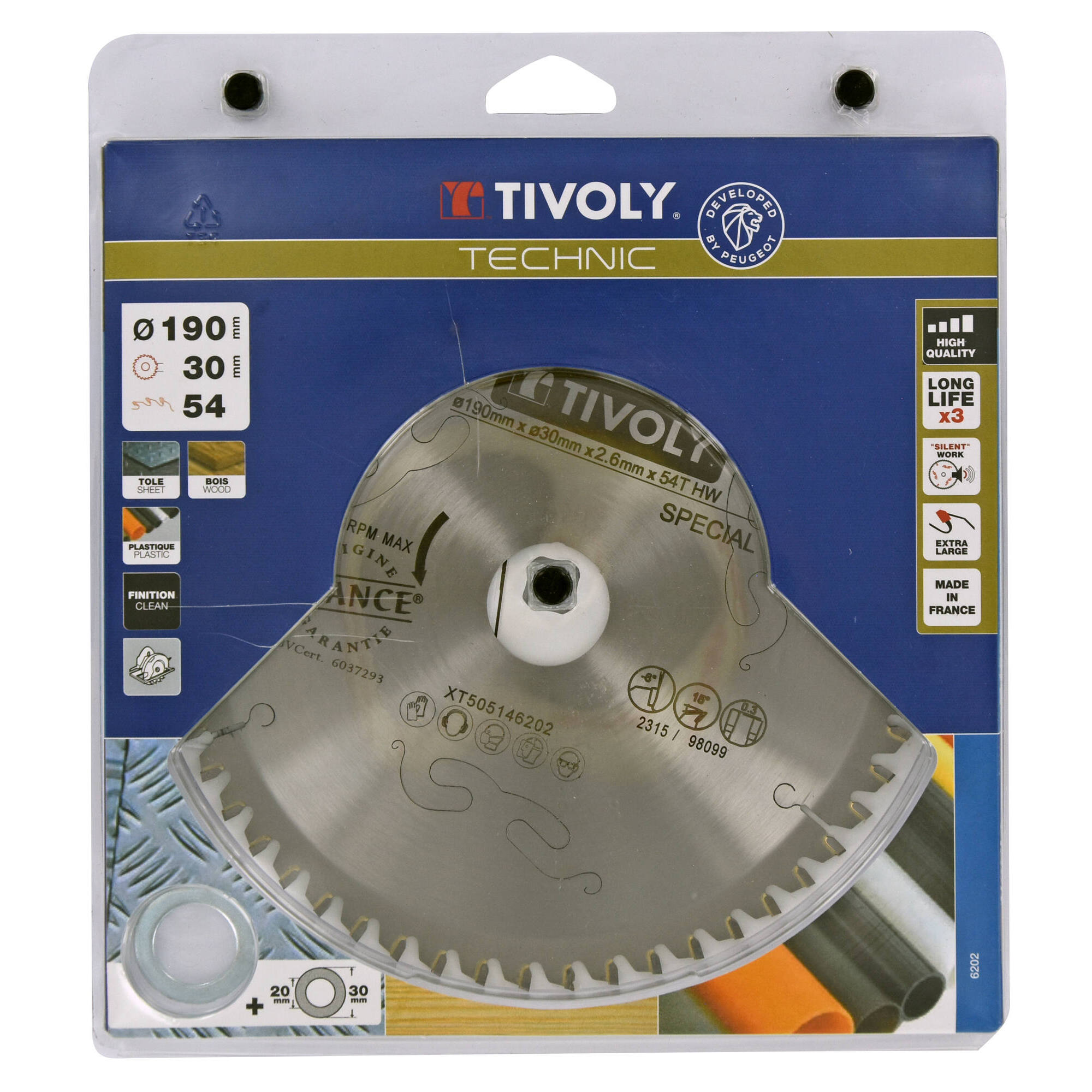 Ø: 190 x Ø2: 30 x Z: 54 / Hojas de sierra circular -Acabado -Para plástico, aluminio y acero inoxidable -Uso en sierra portátil (Estuche blíster)