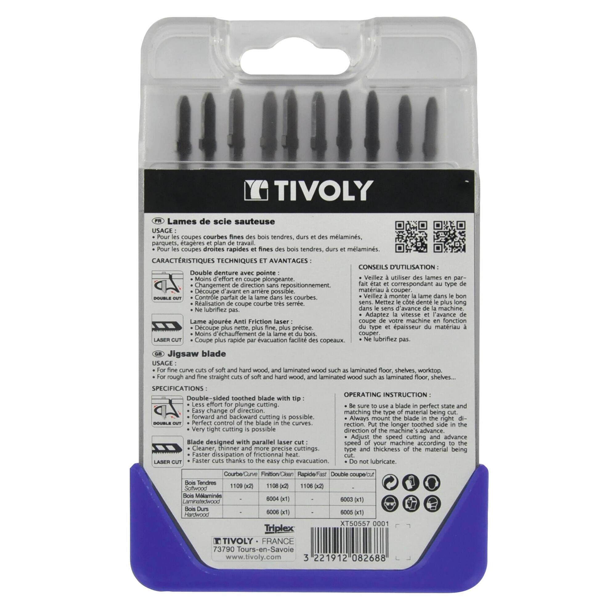 10 hojas de sierra de calar para madera y melamina - Enganche en T