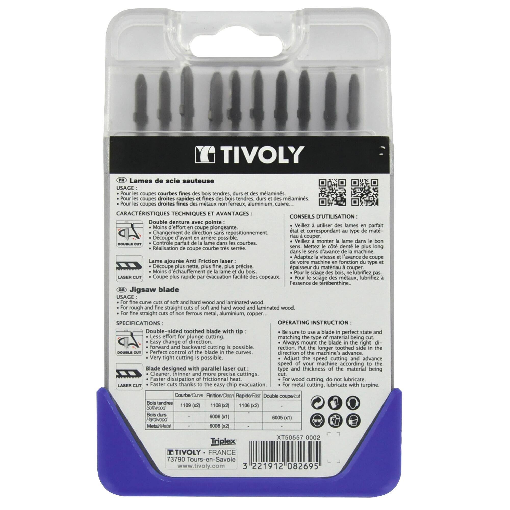 10 hojas de sierra de calar para madera, melamina y metales no ferrosos -Enganche en T