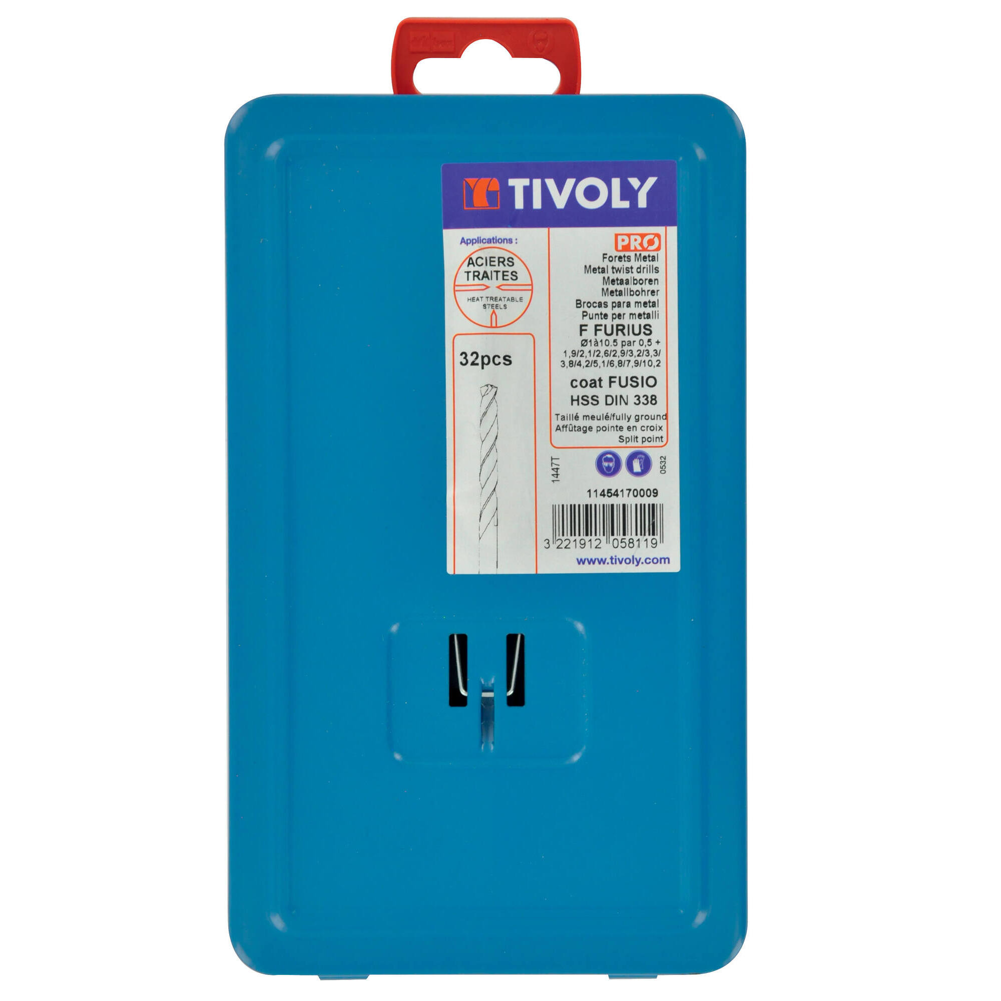 32 brocas para metal FURIUS HSS con recubrimiento FUSIO punta en cruz Ø 1 a 10,5 mm PREMIUM