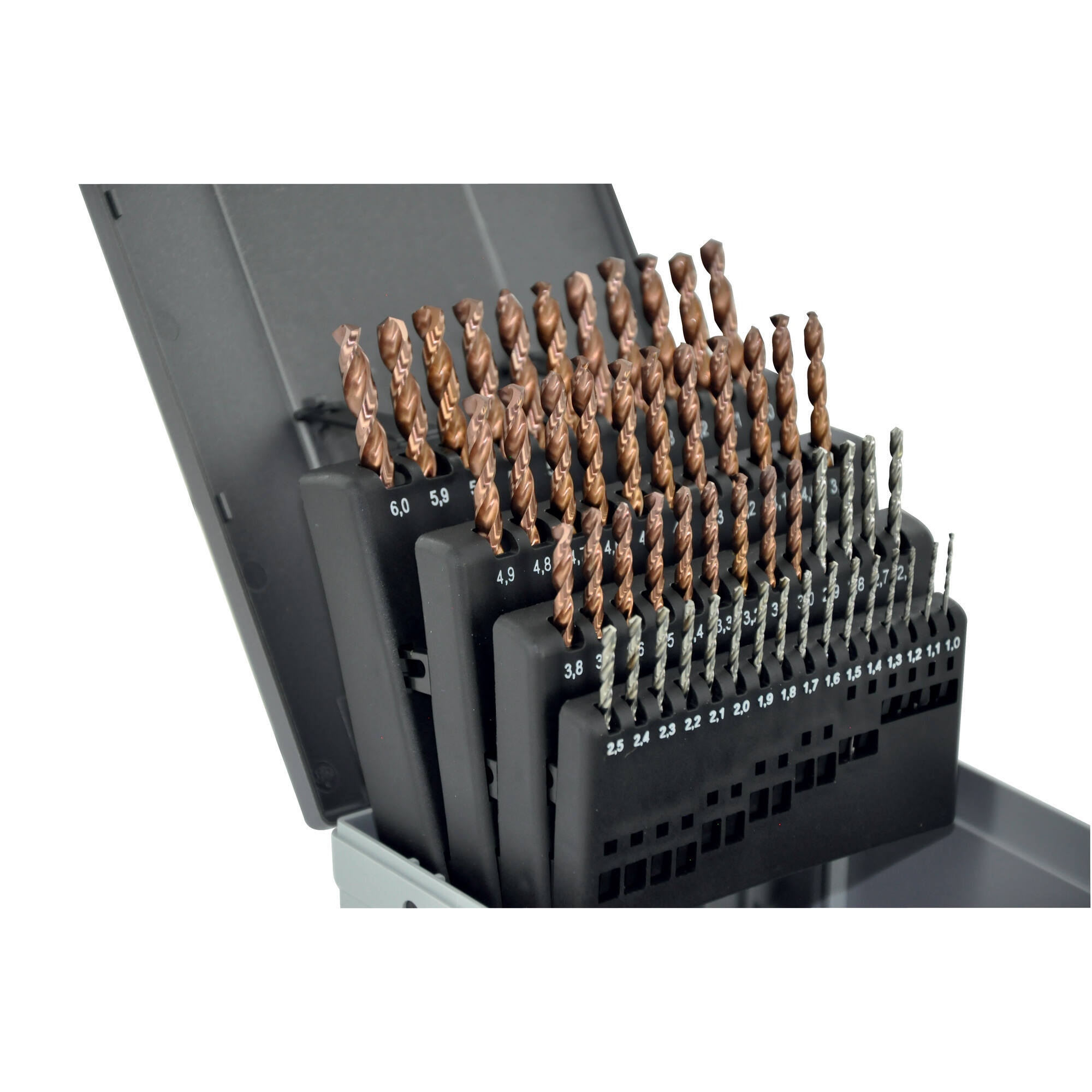 51 brocas para metal FURIUS HSS con recubrimiento FUSIO punta en cruz Ø 1 a 6 mm por 0,1 PREMIUM