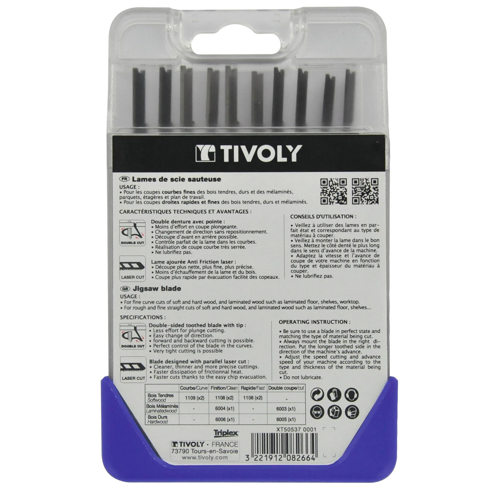 10 hojas de sierra de calar para madera y melamina - Enganche en U