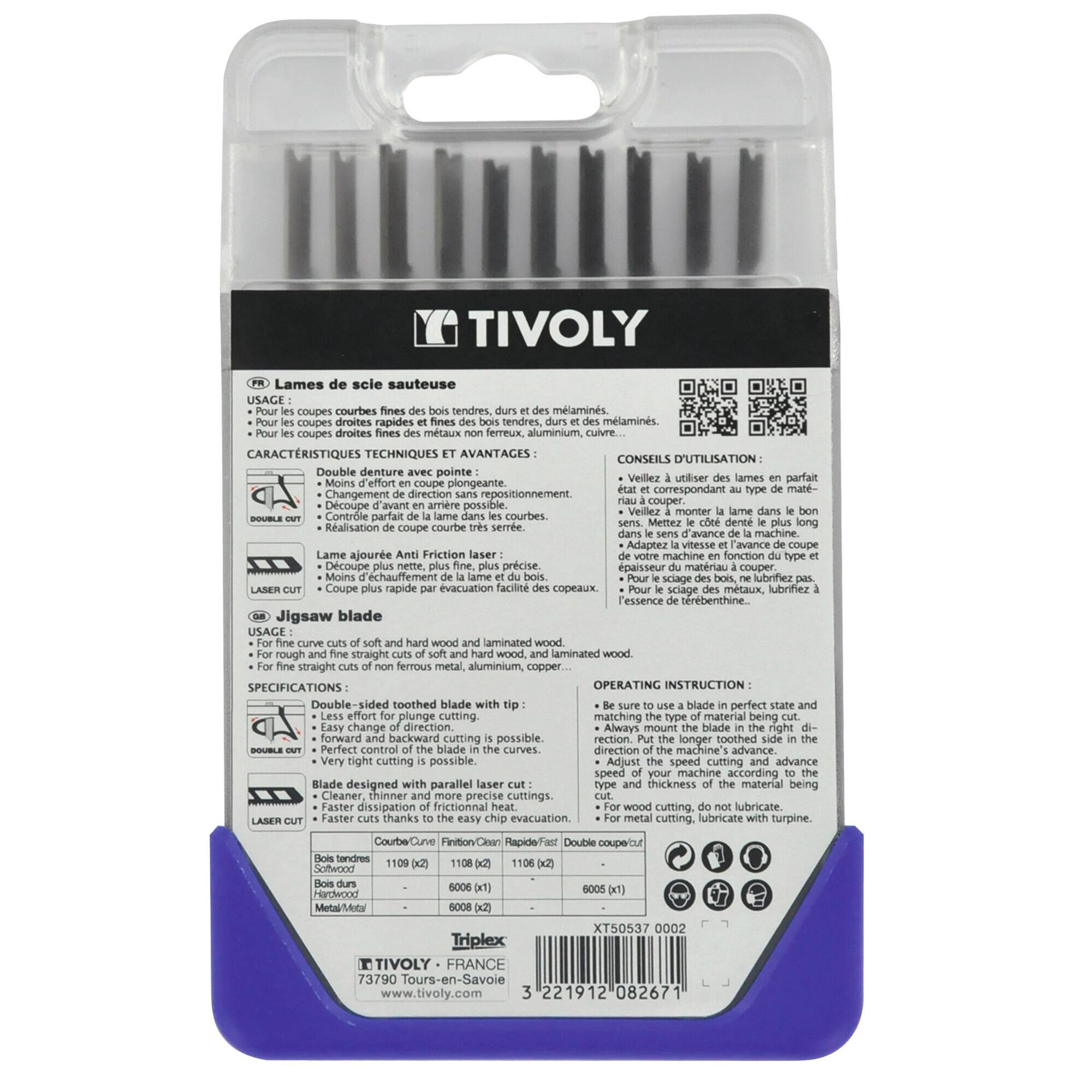 10 hojas de sierra de calar para madera, melamina y metales no ferrosos -Enganche en U