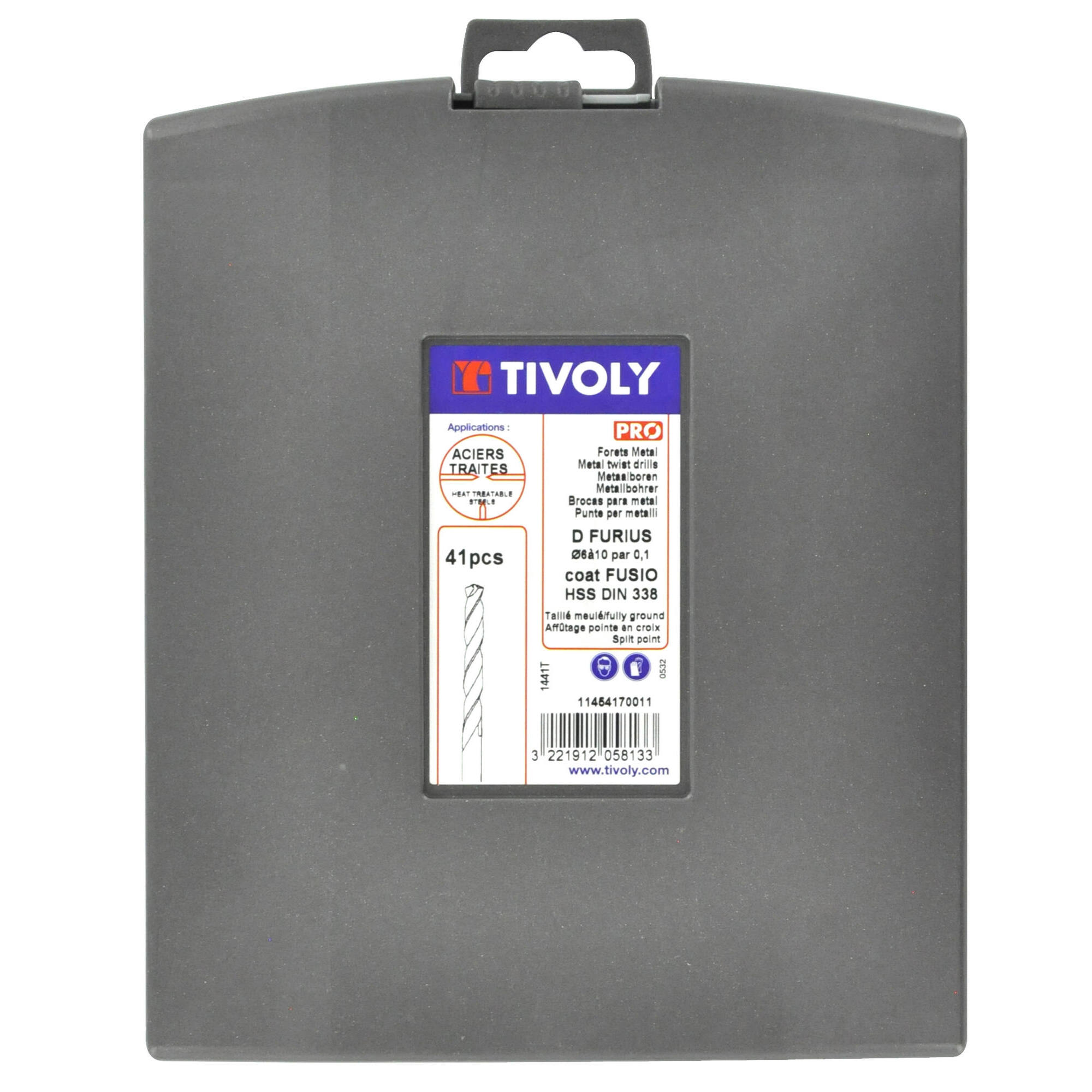 41 brocas para metal FURIUS HSS con recubrimiento FUSIO punta en cruz Ø 6 a 10 mm por 0,1 PREMIUM