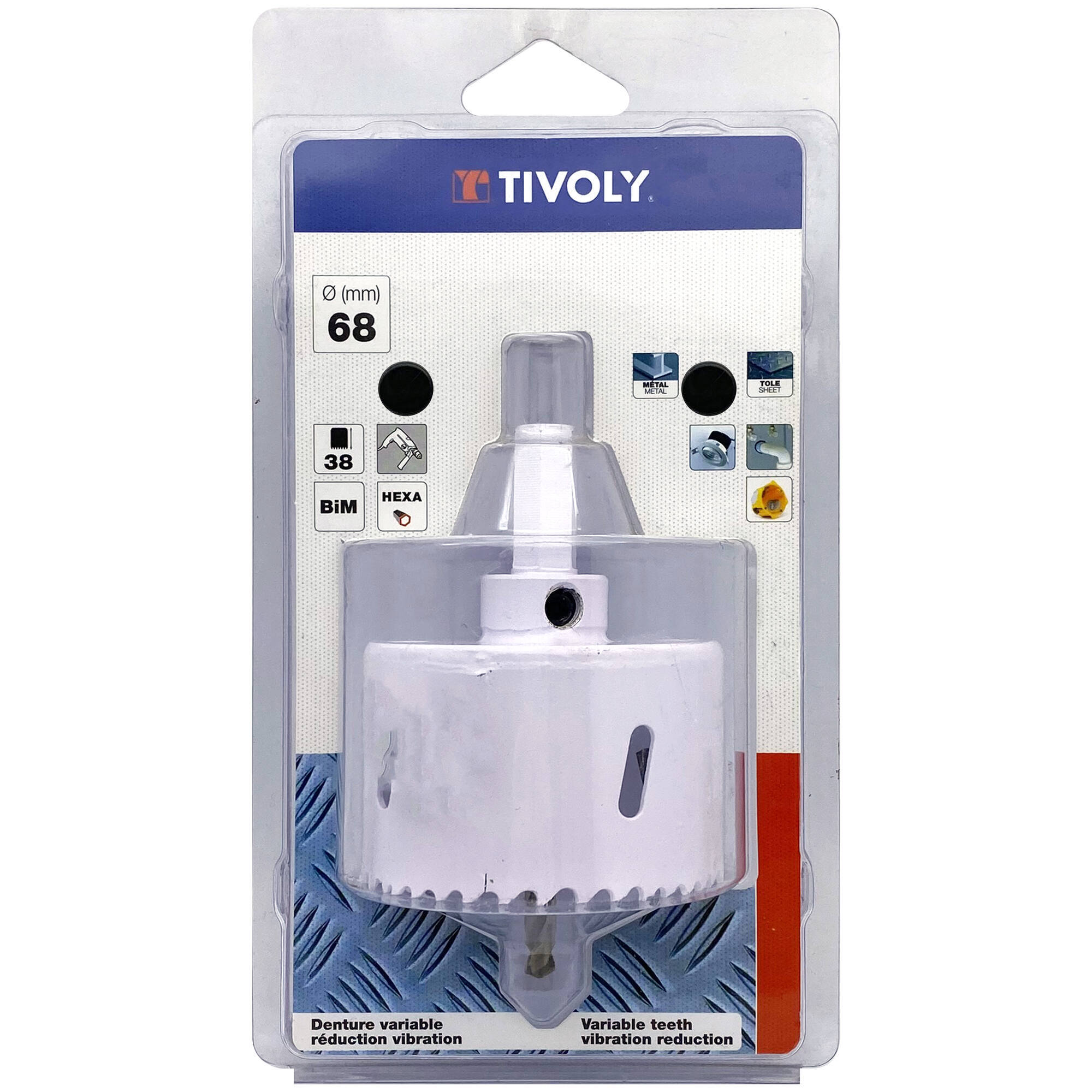 Ø: 68 / Sierra de corona bimetal HSS monobloque (Estuche blíster) / H: 38