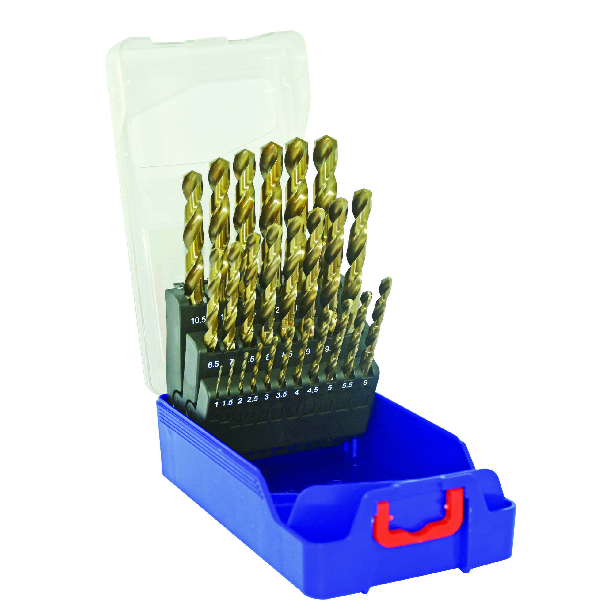 11455070017 - 25 brocas para metal HSS-E5 (cobalto 5 %) punta en cruz Ø 1 a 13 mm por 1/2