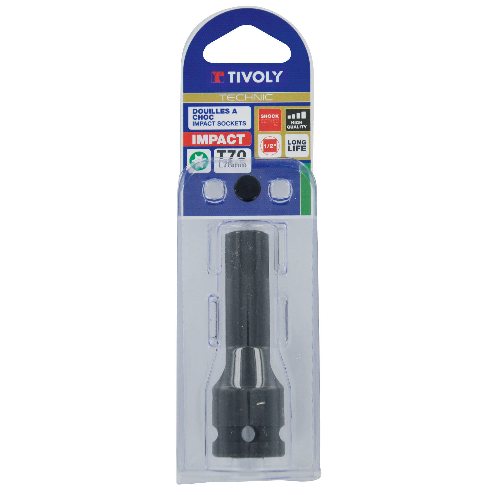 Casquillo de impacto H 1/2" -IMPACTO -Para tornillos Torx hembra (Blíster) N°: N50 / L: 78