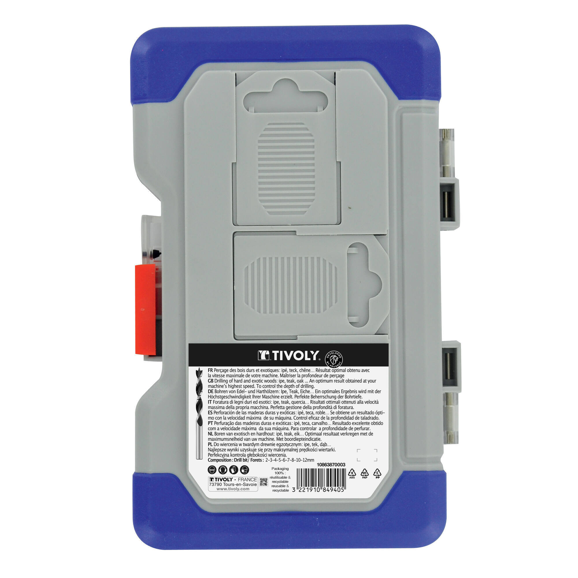 9 brocas para madera 3 puntas graduadas SLR Ø 2 a 12 mm