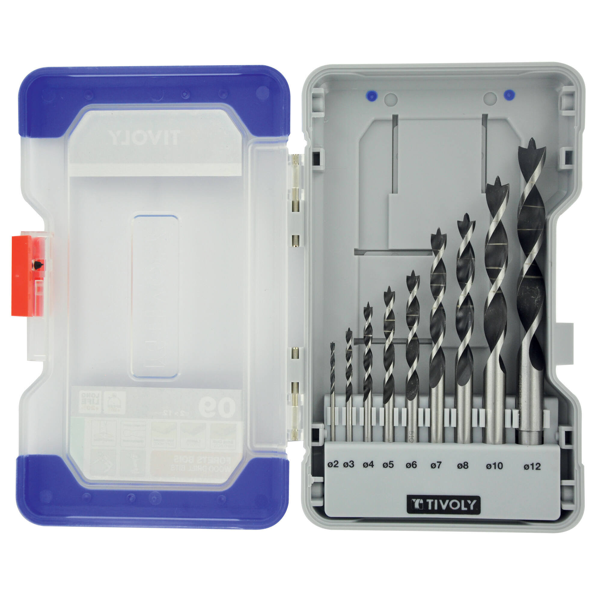 9 brocas para madera 3 puntas graduadas SLR Ø 2 a 12 mm