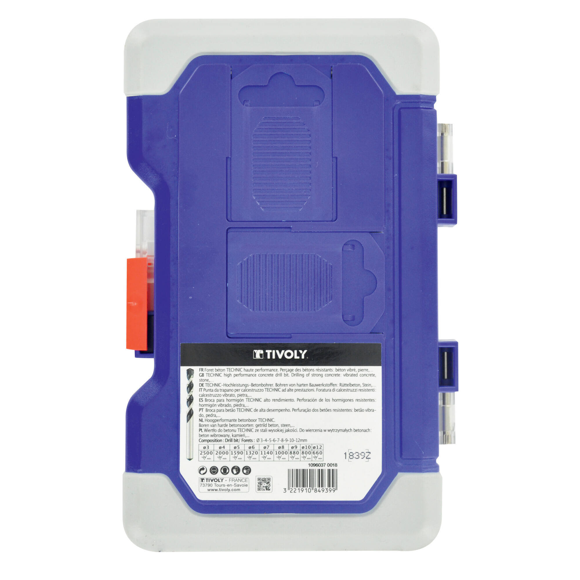 9 brocas para hormigón graduadas SLR Ø 3 a 12 mm