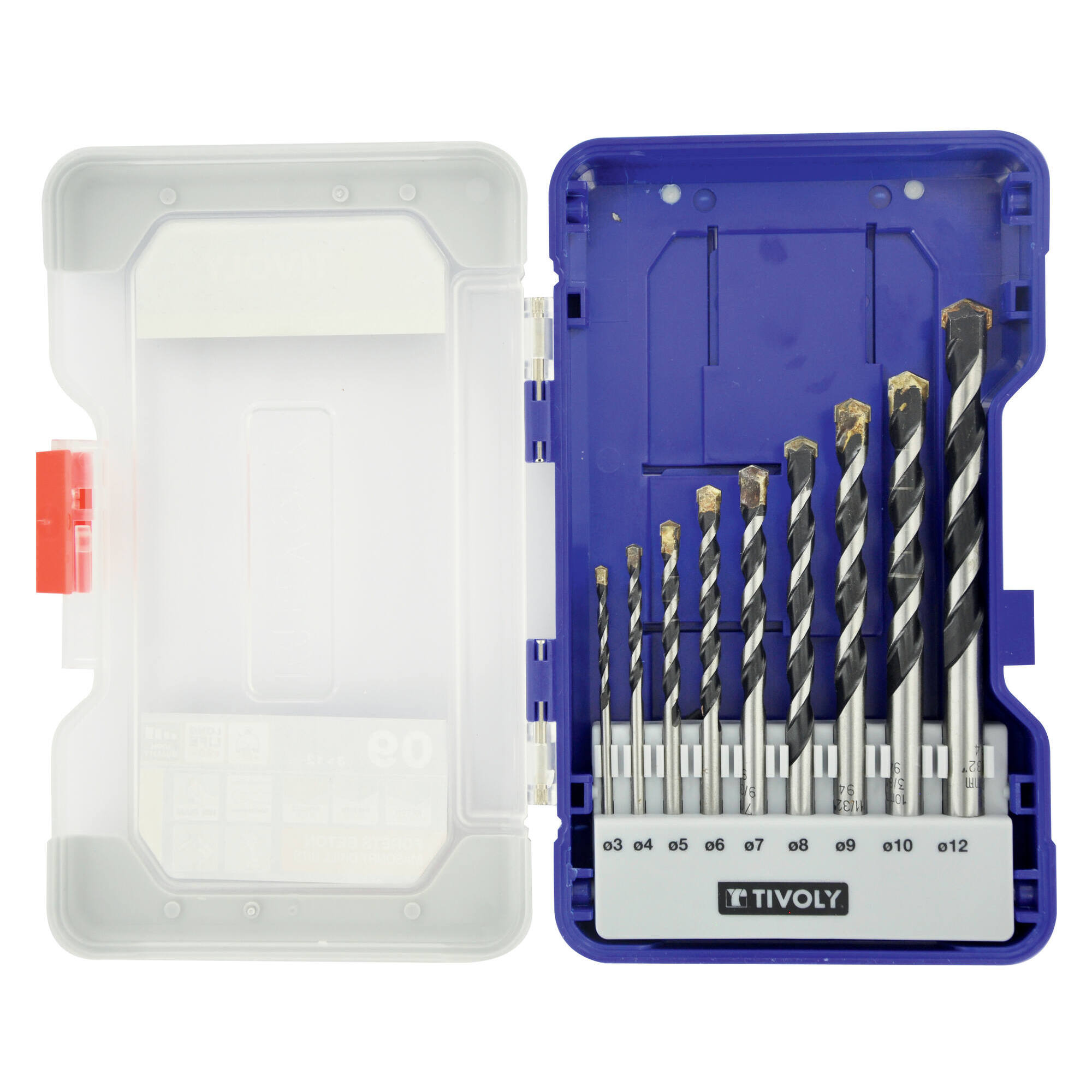 9 brocas para hormigón graduadas SLR Ø 3 a 12 mm