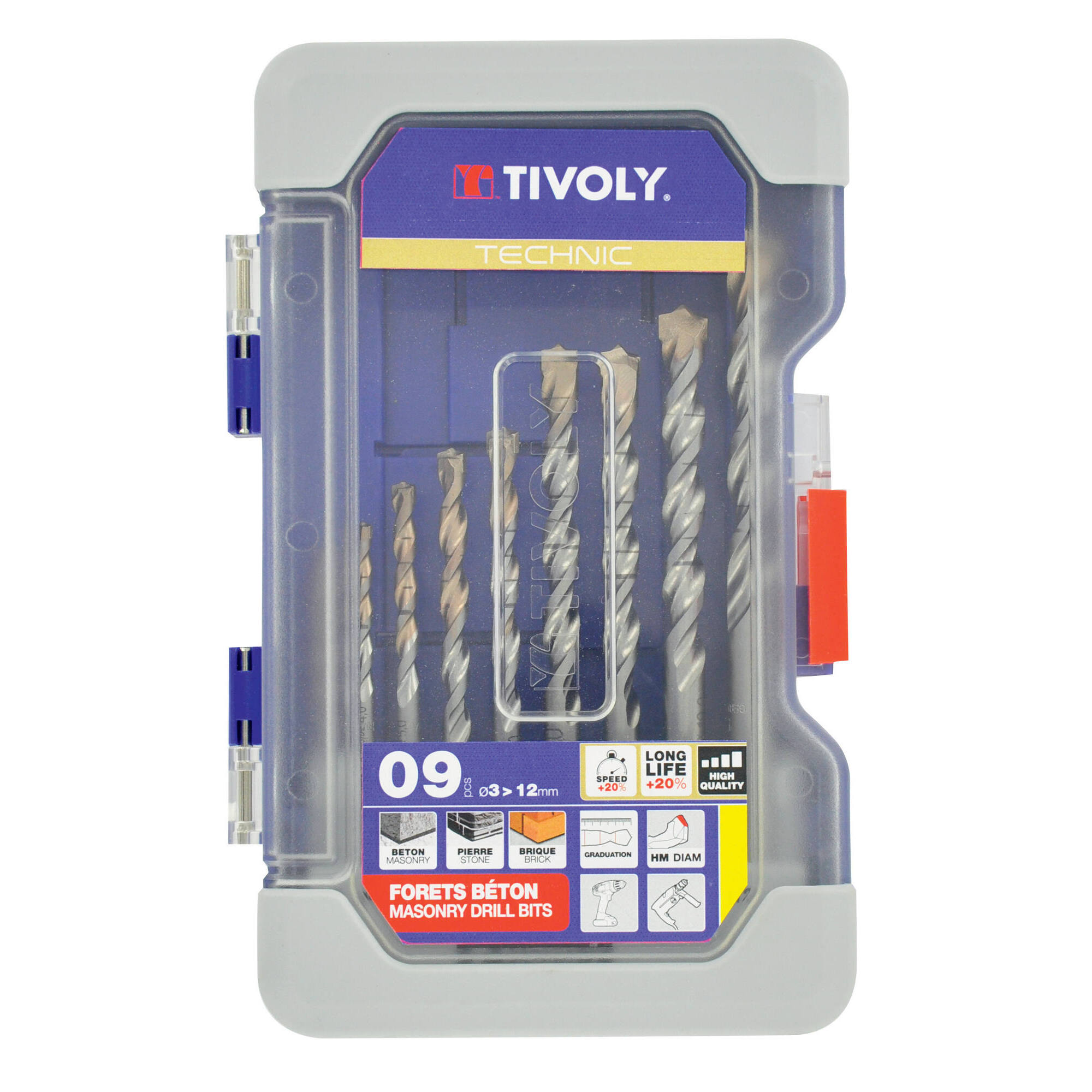 10960570018 - 9 brocas para hormigón graduadas SLR Ø 3 a 12 mm