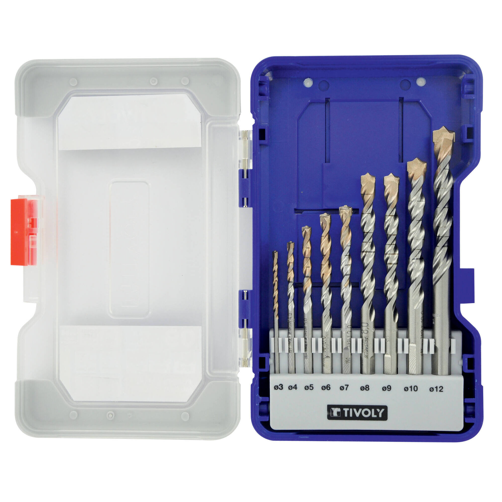 9 brocas para hormigón graduadas SLR Ø 3 a 12 mm