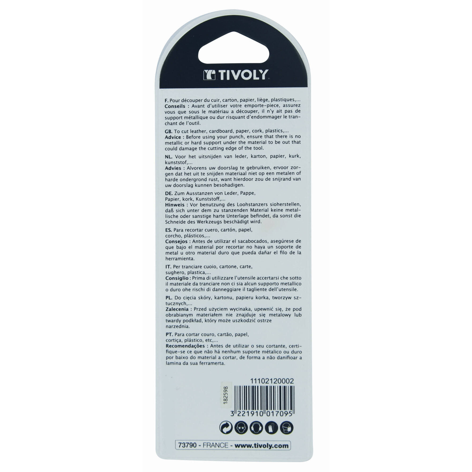 Sacabocados intercambiables Ø6-7-8-9-10mm