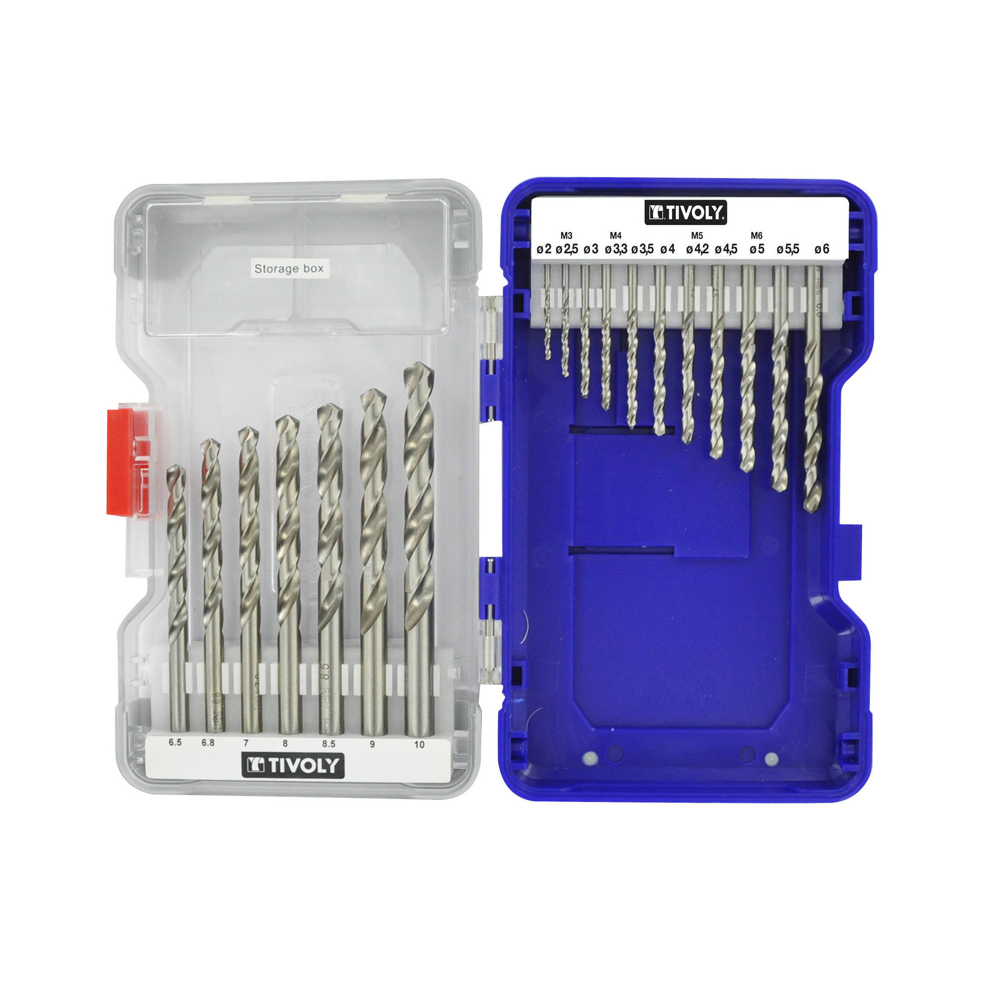 18 brocas para metales HSS rectificadas, punta en cruz Ø 2 a 10 mm