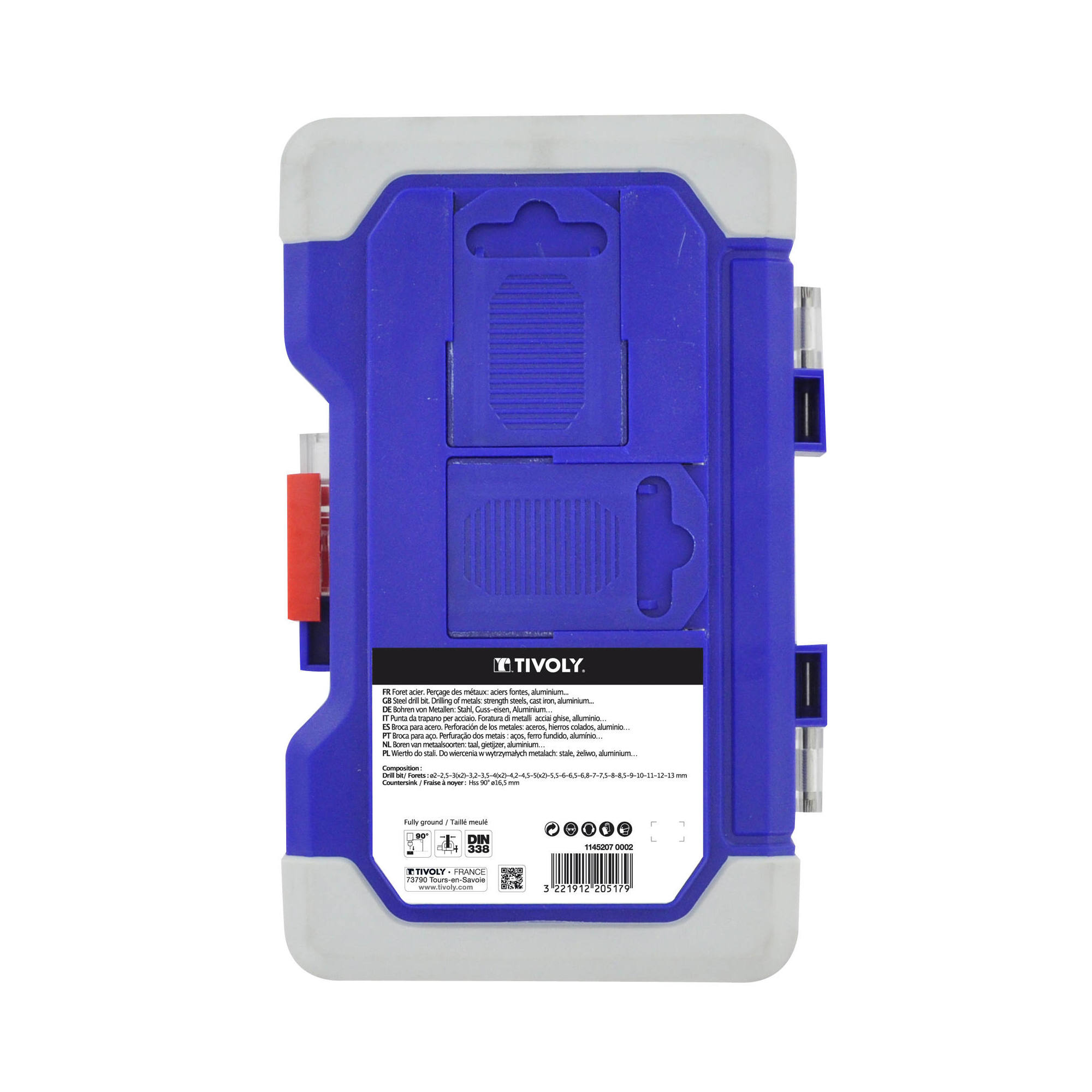 26 piezas -25 brocas para metales HSS rectificadas, punta en cruz Ø 2 a 13 mm + 1 fresa para avellanar HSS Ø 16,5 mm