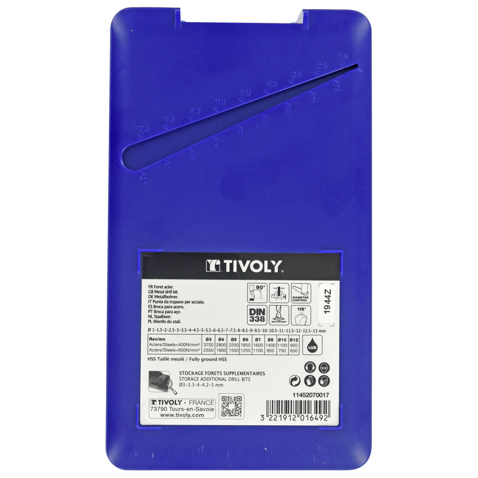 25 brocas para metal HSS rectificadas, punta en cruz Ø 1 a 13 mm por 0,5 mm