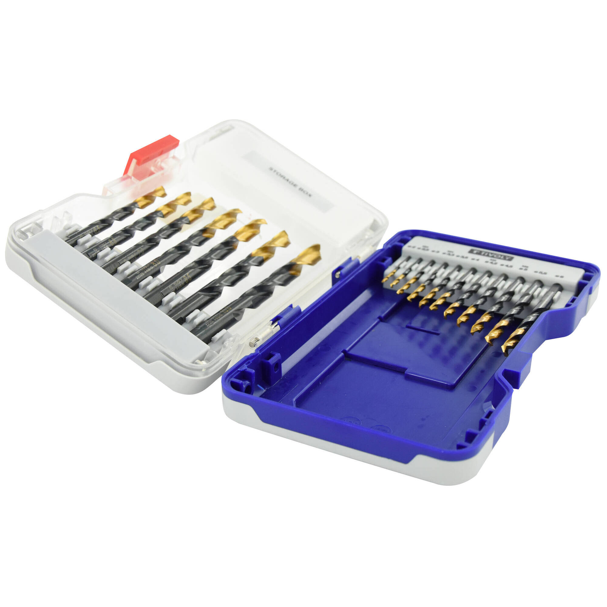 18 brocas para metal HSS STEAM rectificadas con recubrimiento TiN punta en cruz mango de 3 caras Ø 2 a 10 mm