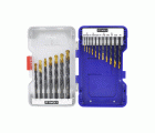 18 brocas para metal HSS STEAM rectificadas con recubrimiento TiN punta en cruz mango de 3 caras Ø 2 a 10 mm
