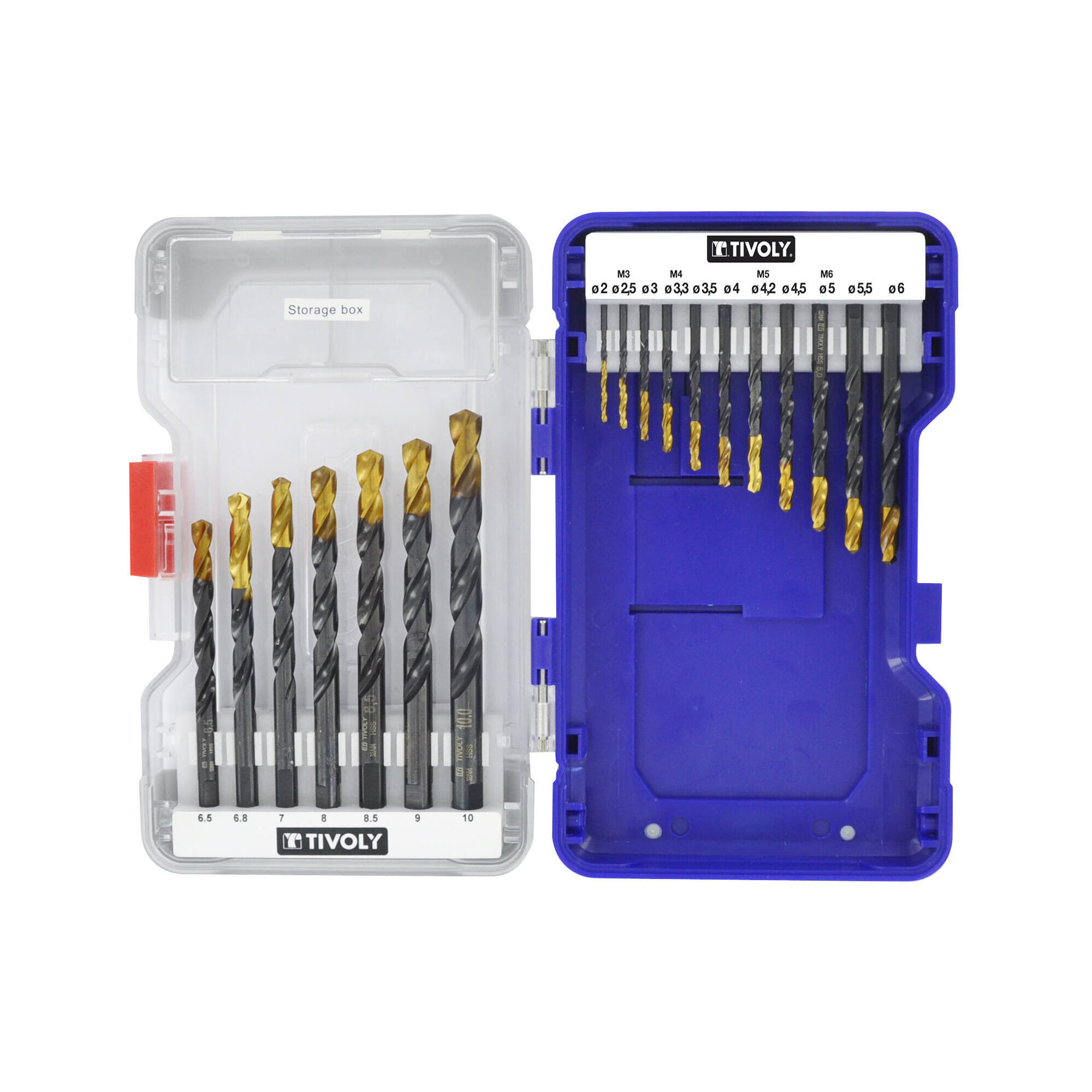 18 brocas para metal HSS STEAM rectificadas con recubrimiento TiN punta en cruz mango de 3 caras Ø 2 a 10 mm