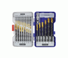 26 piezas -25 brocas HSS STEAM rectificadas con recubrimiento TiN punta en cruz mango de 3 caras Ø 2 a 13 mm + 1 fresa para avellanar HSS Ø 15 mm