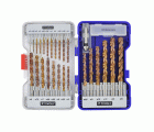 26 piezas -25 brocas para metal FURIUS HSS con recubrimiento FUSIO punta en cruz Ø 2 a 13 mm PREMIUM + 1 fresa para avellanar Ø 15 mm PREMIUM