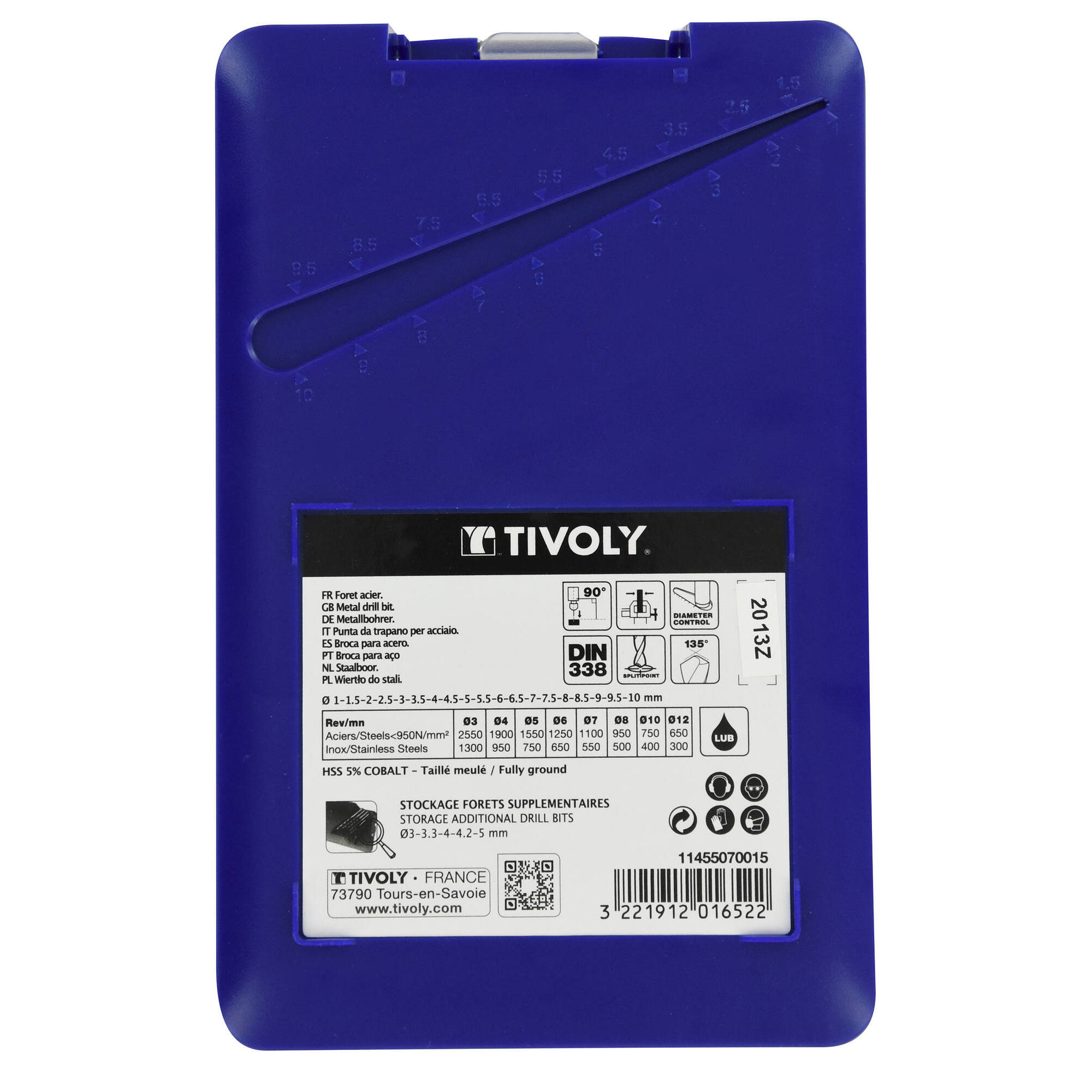 19 brocas para metal HSS-E5 (cobalto 5 %) punta en cruz Ø 1 a 10 mm por 1/2