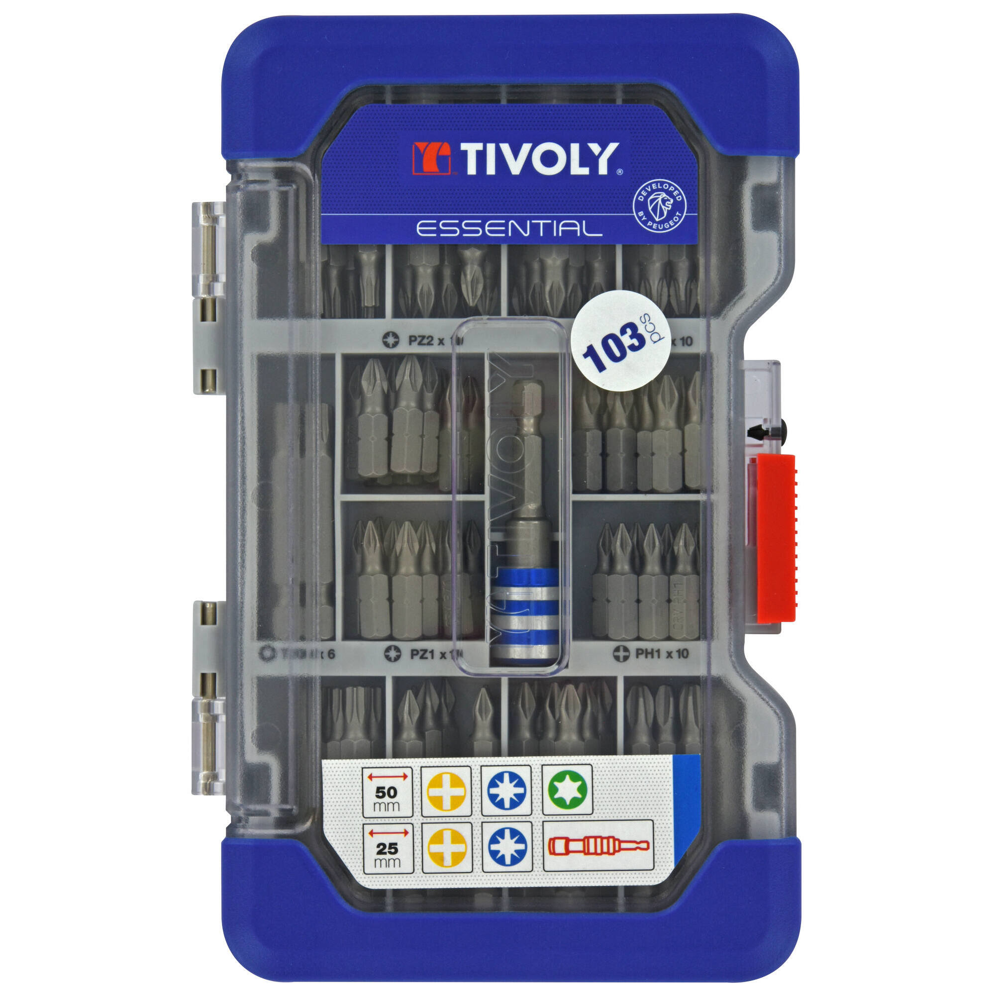 11501570045 - 103 piezas -Puntas L. 25- 50 mm + 1 Portapuntas magnético de cambio rápido