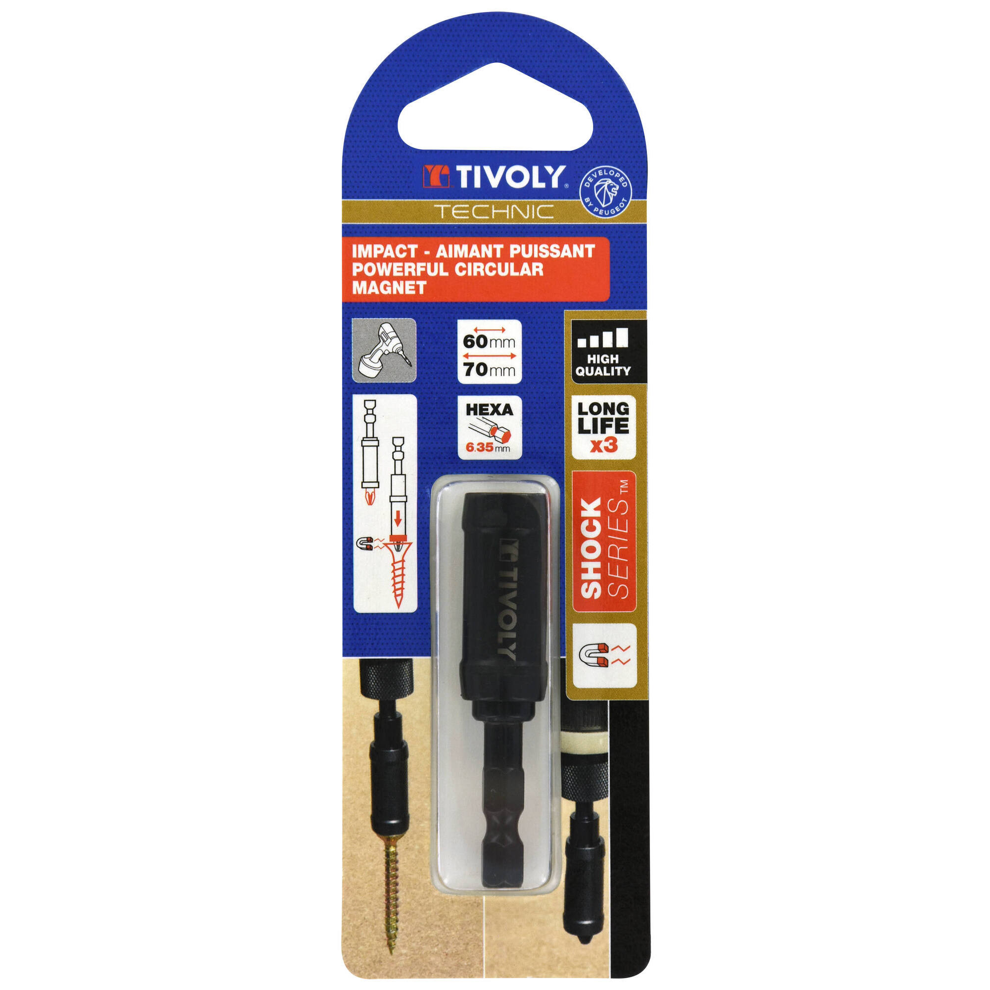 Porta-puntas Impacto magnético para tornillos largos y pesados